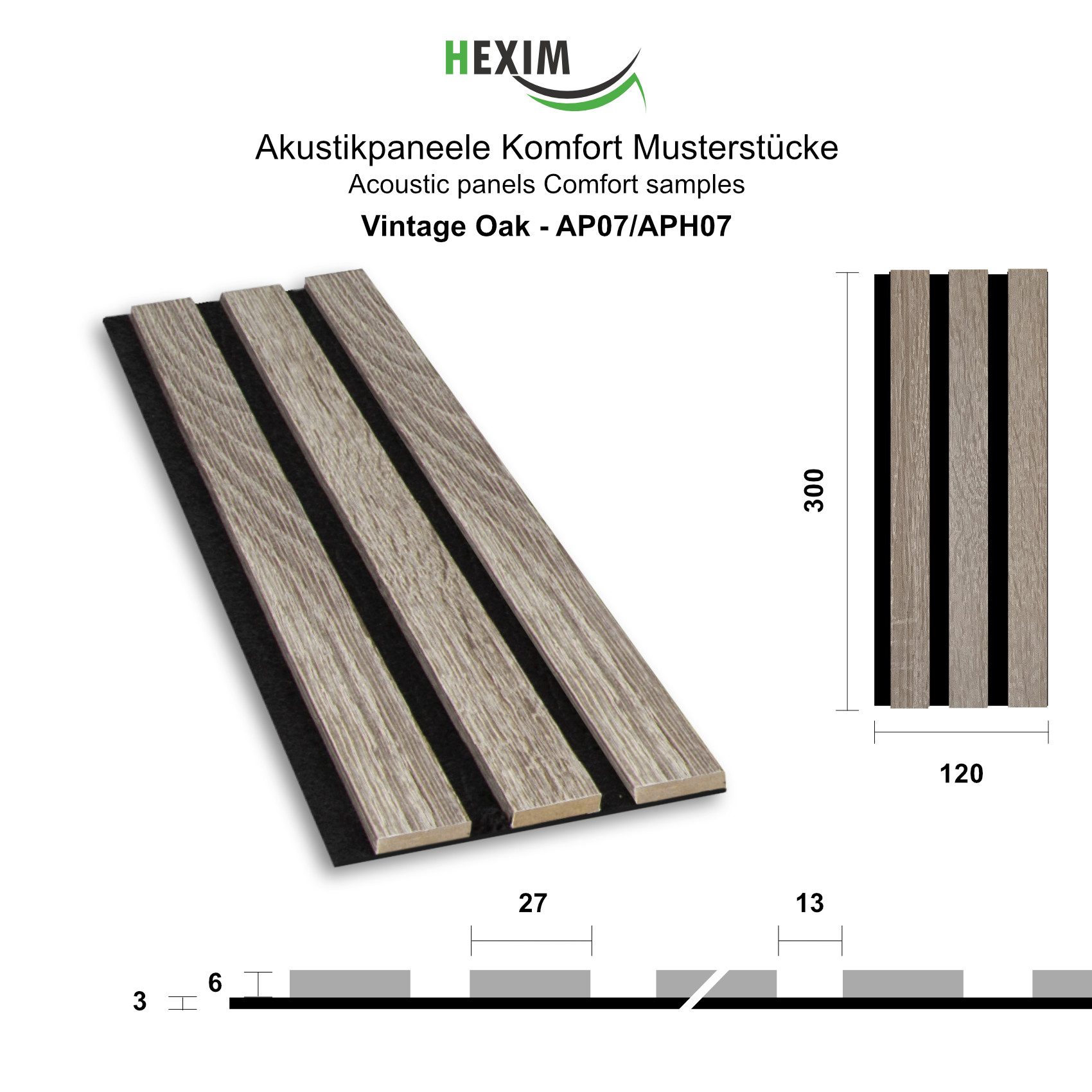 Hexim Wanddekoobjekt Vintage Oak (Akustikpaneele Musterstück günstig online kaufen