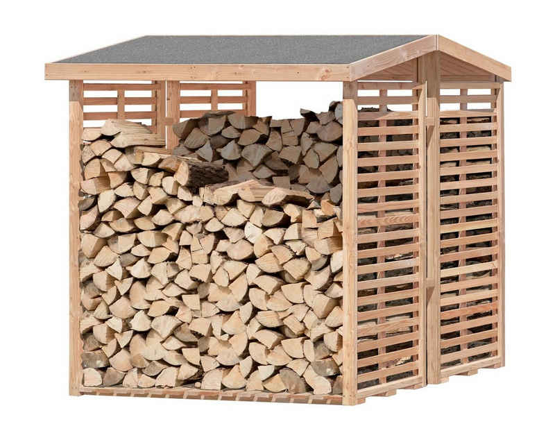 Mega-Holz Kaminholzregal Kaminholzregal KAMO L BIG, BxTxH:200x150x200 cm, (Spar-Set, Das Set setzt sich aus 2 Kaminholzregalen der Größe L zusammen), Aus hochwertigem Lärchenholz gefertigt.