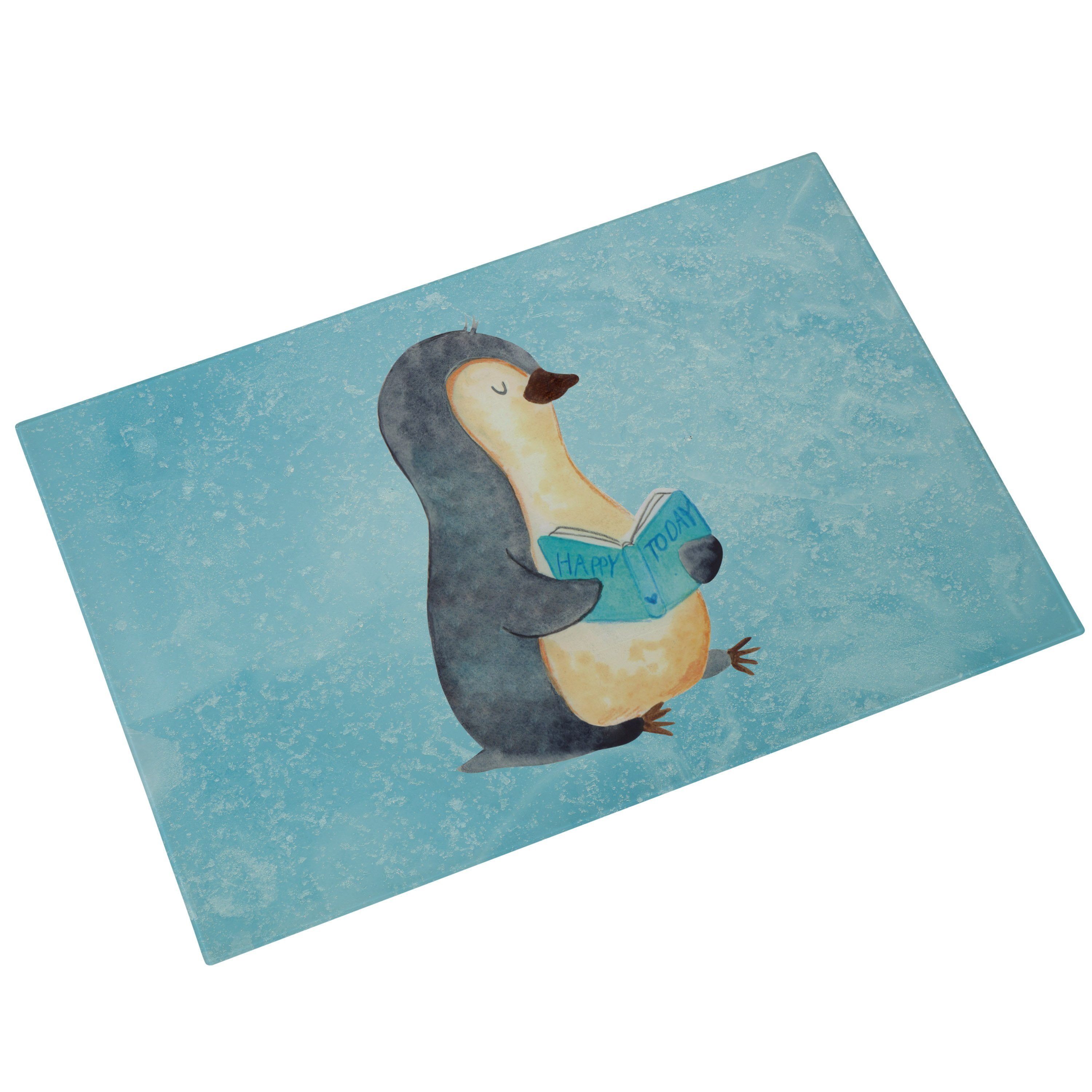 Mr. & Mrs. Panda Servierbrett - Nichtstun, - Geschenk, Urlaub, (1-St) Küc, Eisblau Buch Premium Bücherwurm, Glas, Pinguin