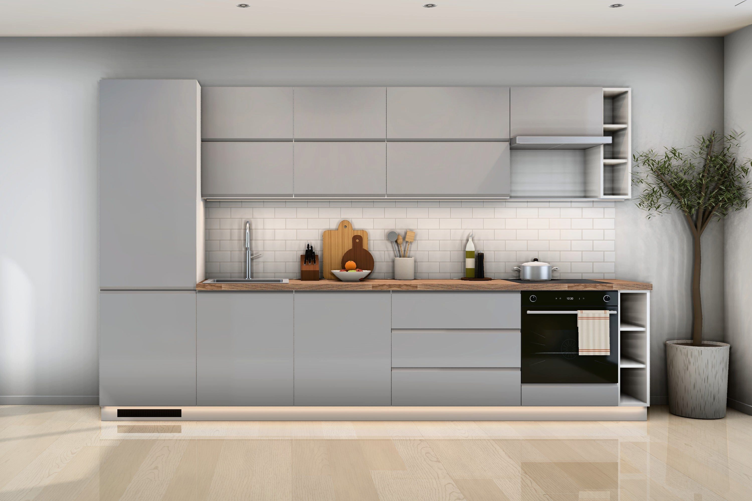 ROYAL24_MARKT Küchenzeile K40-G340 - Velmora - Modernes Design mit außergewöhnlichem Komfort, (Komplett Set), Top Qualität - Modernes Design - Feinste Materialien.