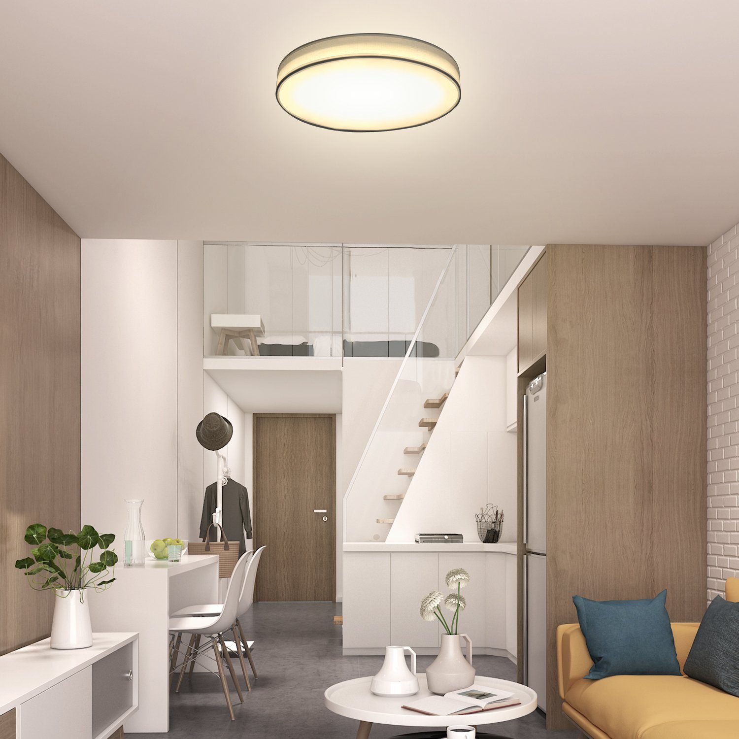 ZMH LED Deckenleuchte 12W 3000K Stoffschirm günstig online kaufen