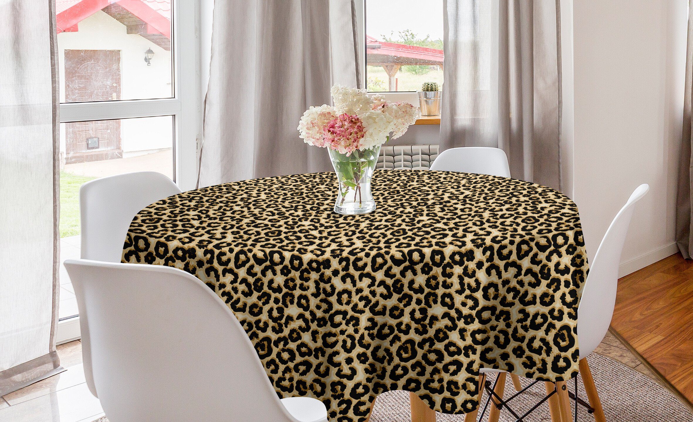 Esszimmer Tier-Haut, Abakuhaus Küche Leopard für Dekoration, Tischdecke Tischdecke Abdeckung Kreis Flecken Makel,