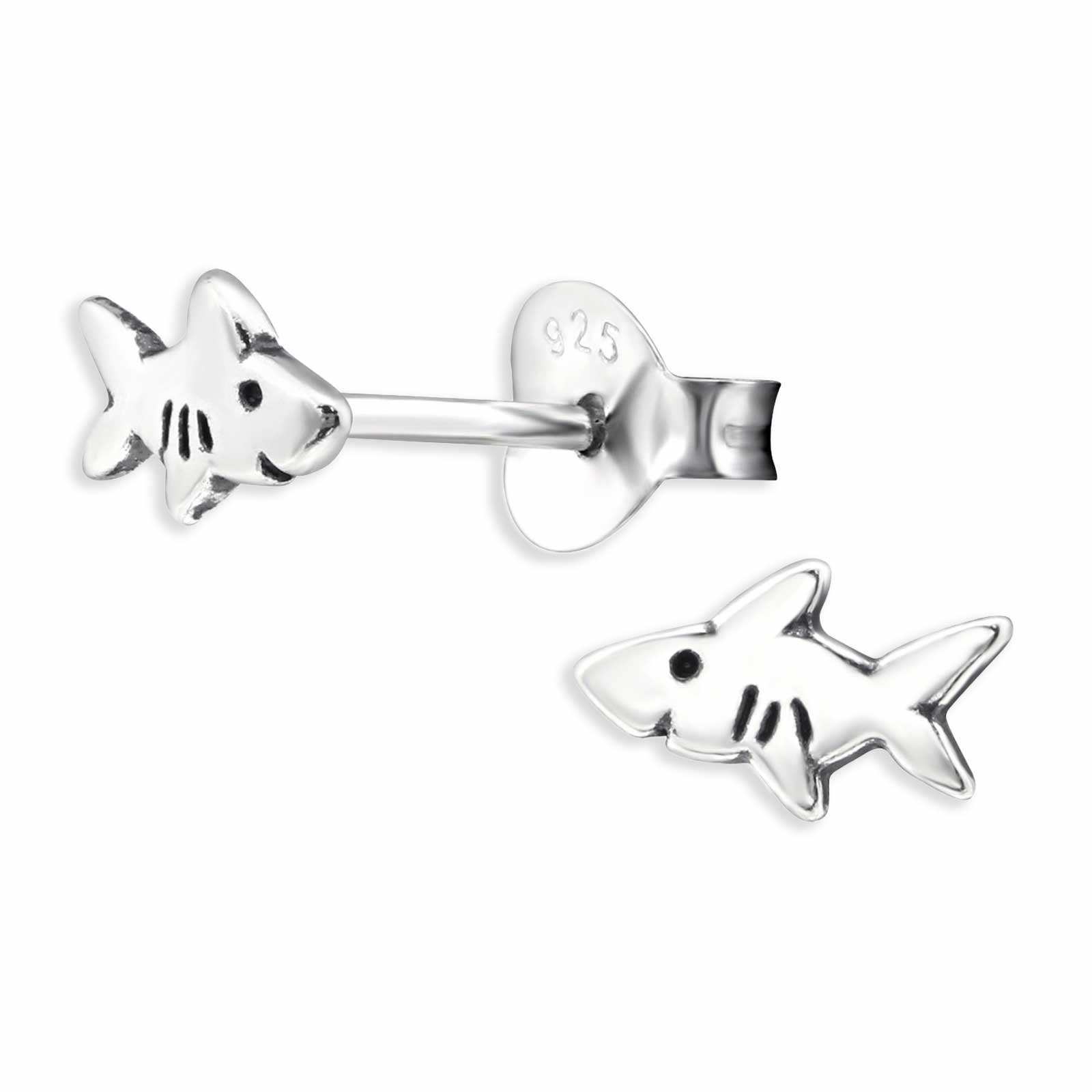 Ohrstecker aus 925 (Packung) Silber Monkimau Haifisch Paar Ohrringe