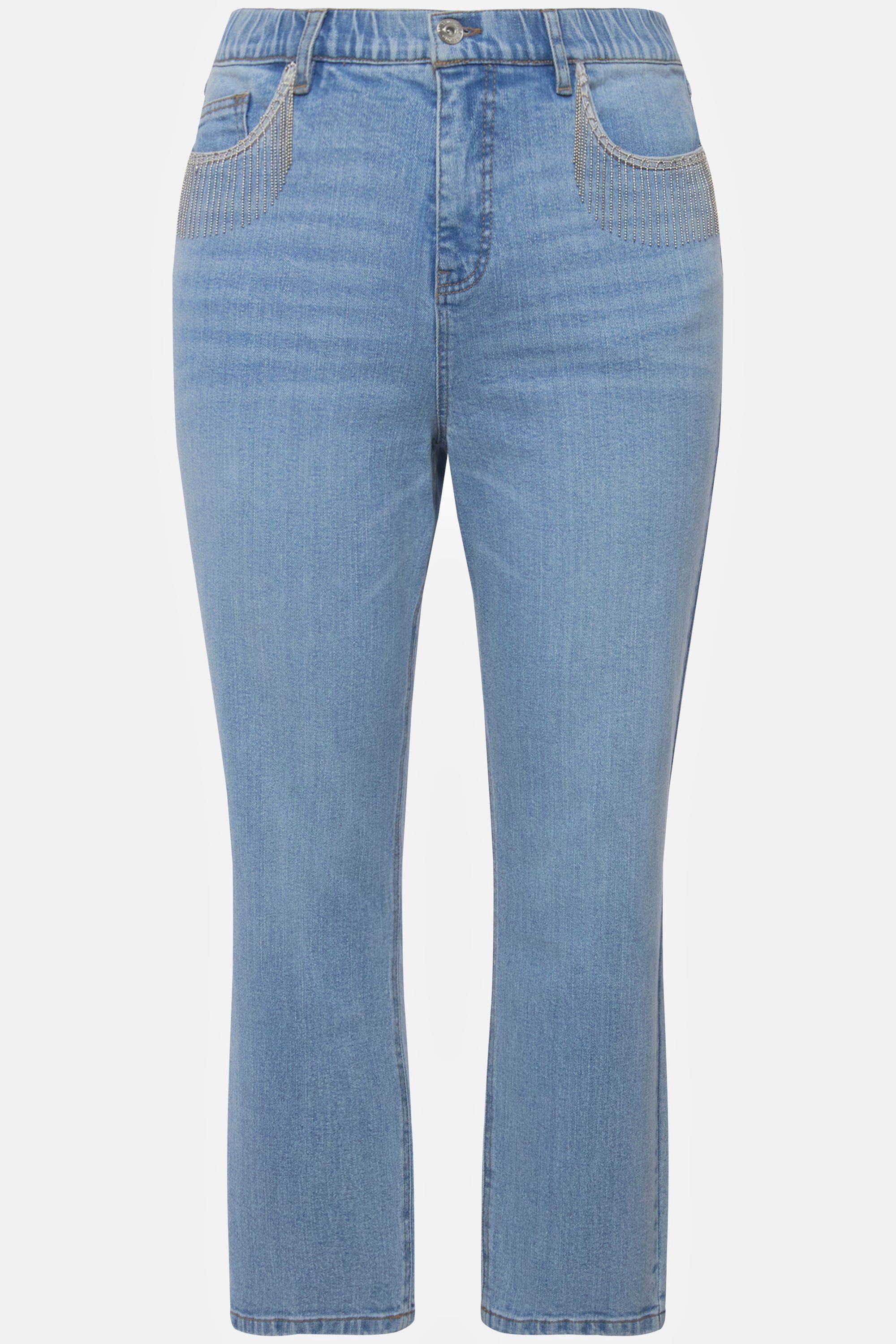 Wide 5-Pocket mit Legs Untold Kettenbändern Funktionshose Studio Mom-Jeans