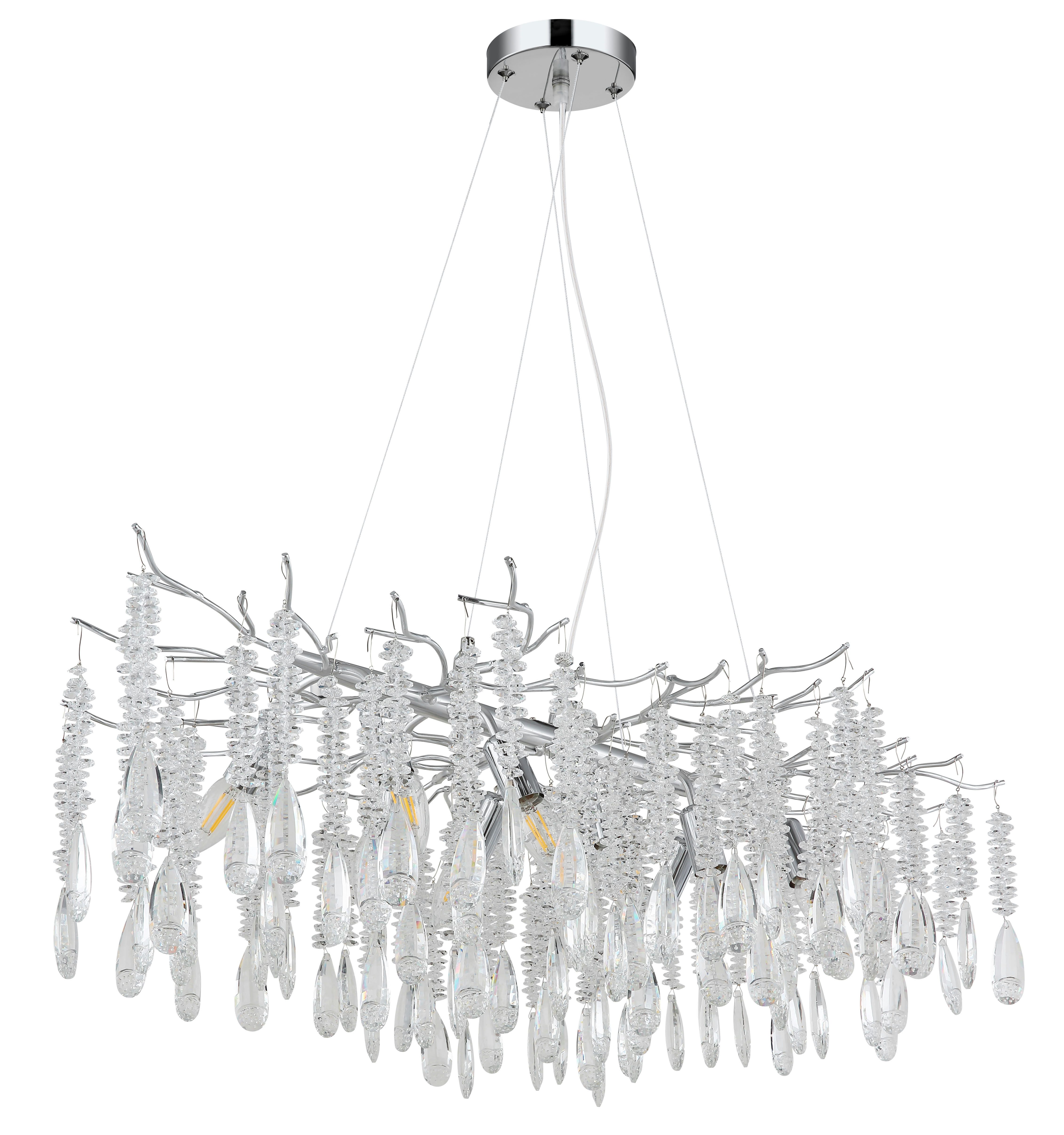 GLOBO LIGHTING Hängeleuchte KINGA, ohne Leuchtmittel, Eleganter Kristallluster in moderner Silberoptik