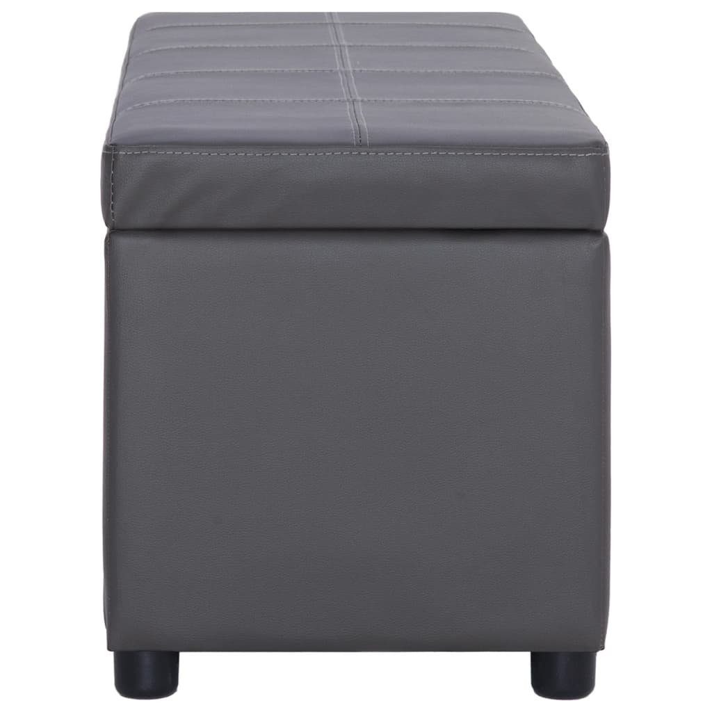 furnicato Truhenbank Bank mit Staufach 116 cm Grau Kunstleder