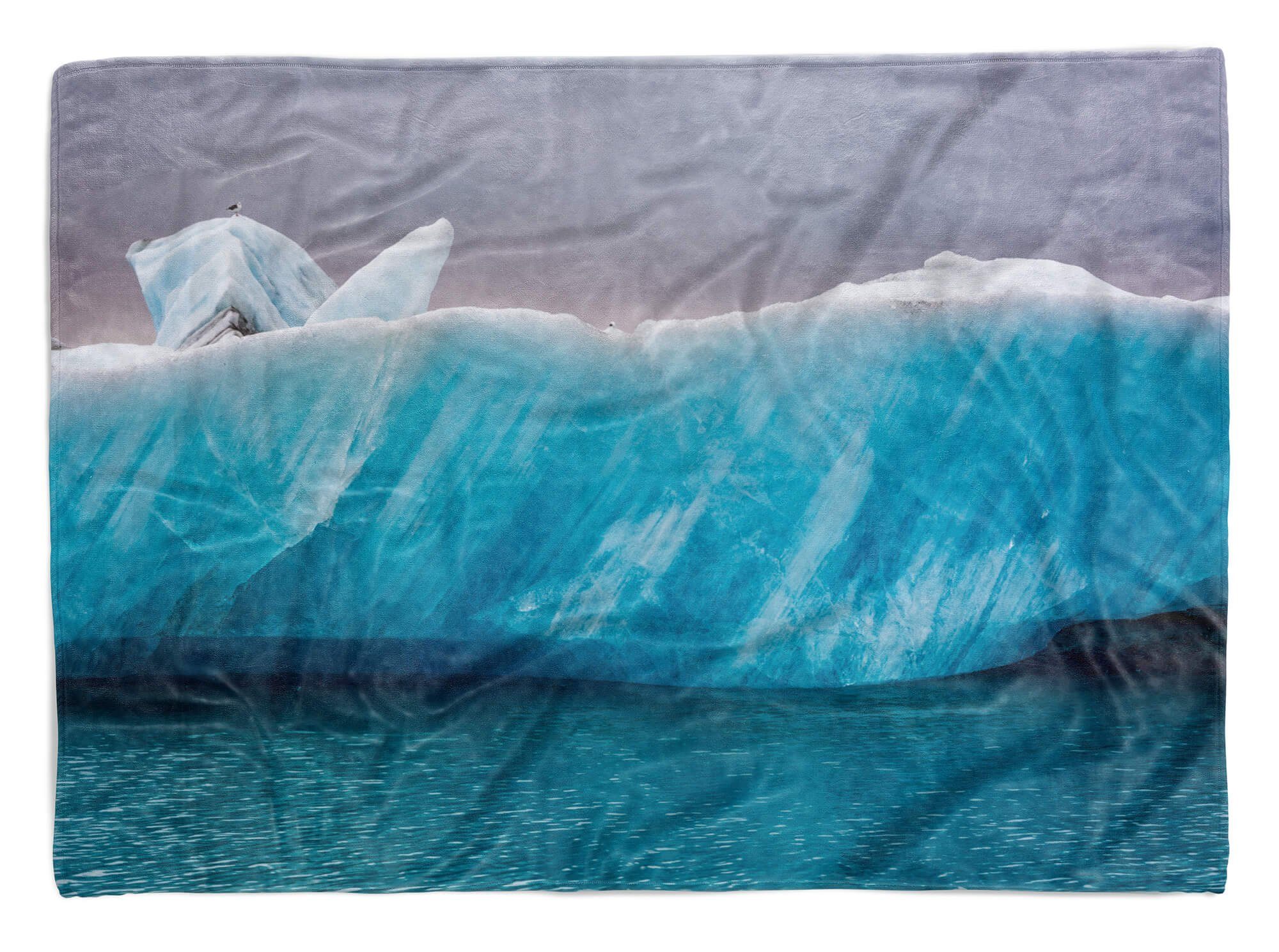 Sinus Art Handtücher Handtuch Strandhandtuch Saunatuch Kuscheldecke mit Fotomotiv Eisberg Eis Wasser, Baumwolle-Polyester-Mix (1-St), Handtuch