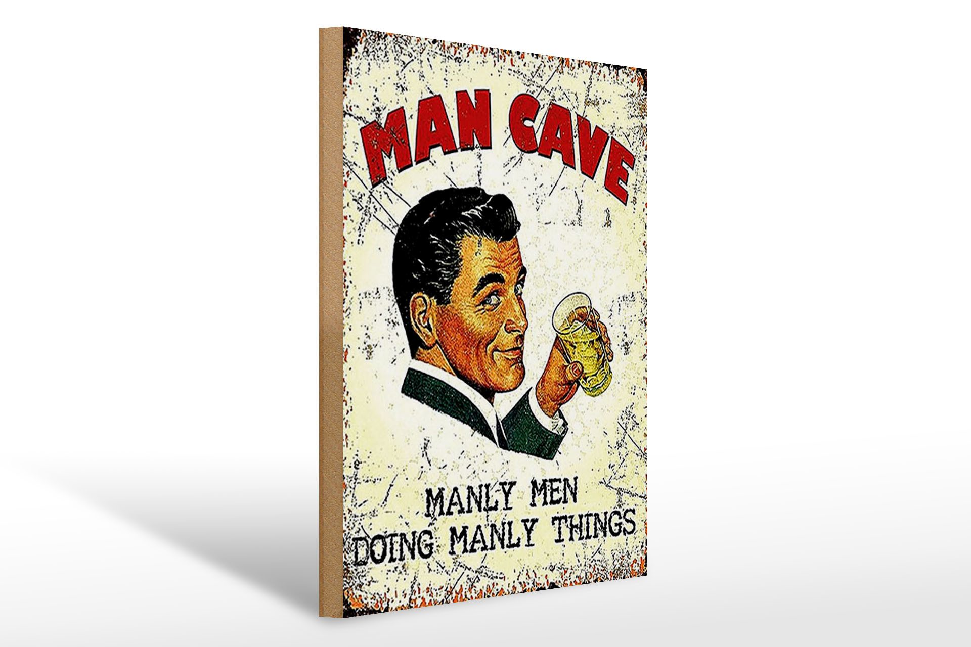 Holzbild Retro 30x40cm Man Cave manly men manly things