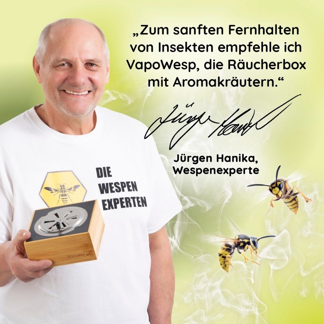 VapoWesp Räucherbox Räucherbox gegen Wespen und Mücken, Starter-Set oder Komplett-Set (6-tlg) Aromatisierter Kaffeerauch vertreibt Insekten auf natürliche Art – Bild 5 von 5