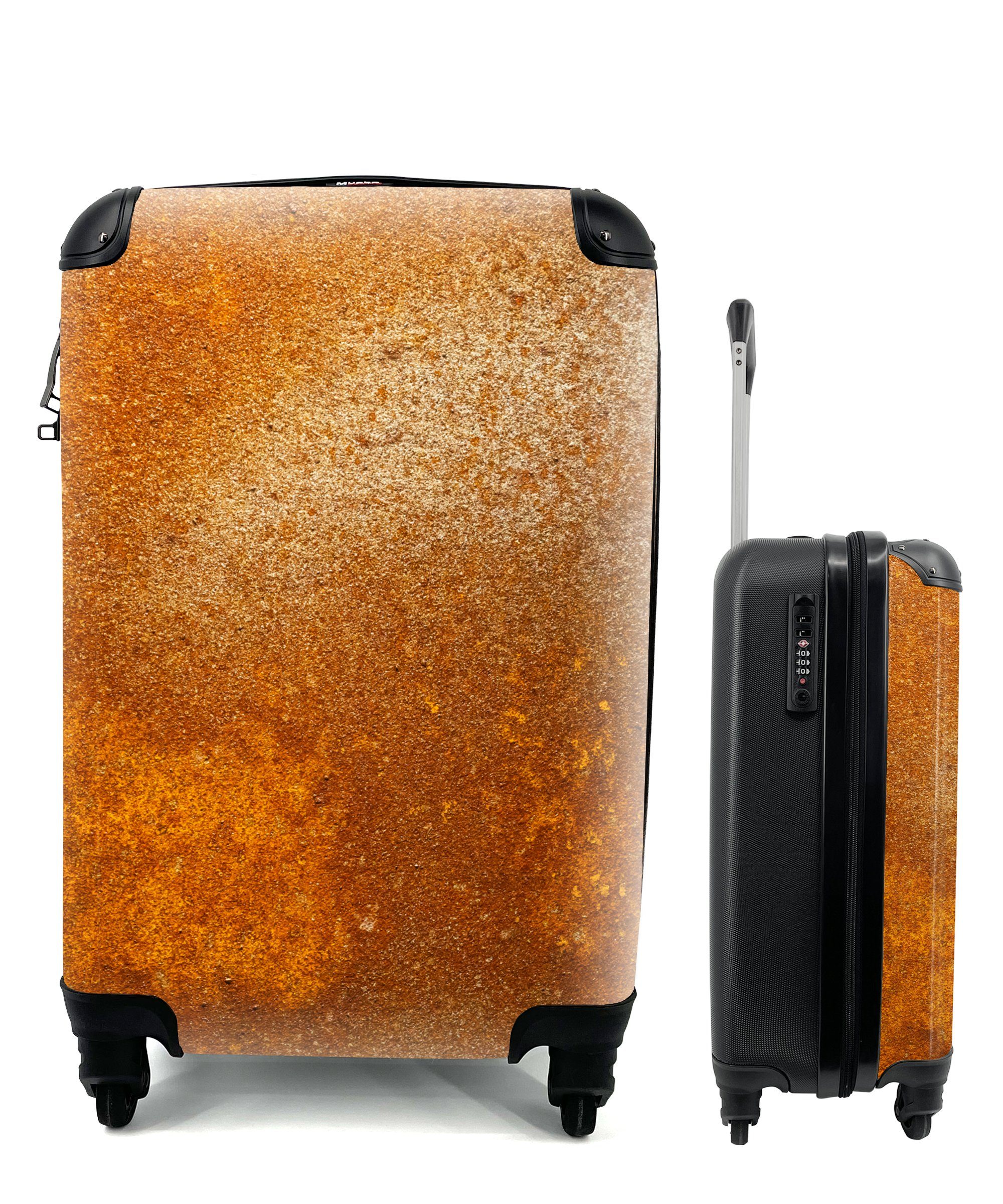 MuchoWow Handgepäckkoffer Metall Rollen, mit 4 Reisetasche - Handgepäck - Reisekoffer Trolley, für rollen, Orange Vintage Industriell, Rost - - Ferien