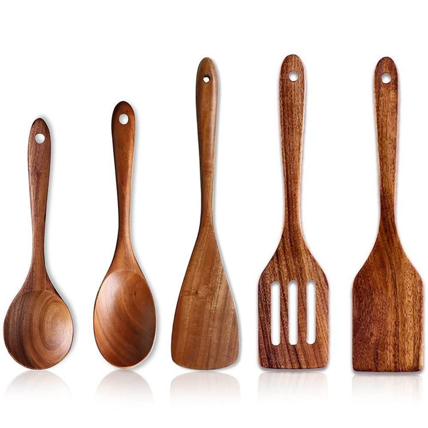 LuxusKollektion Kochbesteck-Set Kochutensilien Holz 5er Set Akazie