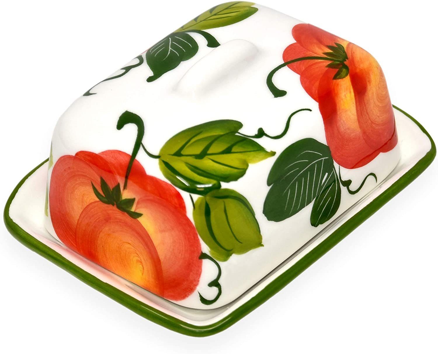 Lashuma Butterdose Tomate, Keramik, (1-tlg., 12 x 9 cm), italienische Butterschale für 125 g Butter