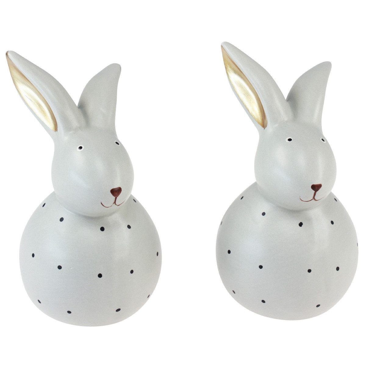 Florists Products Osterhase Osterhasen Deko Figuren Set: Keramik-Hasen mit Punktmuster, 2 Stück