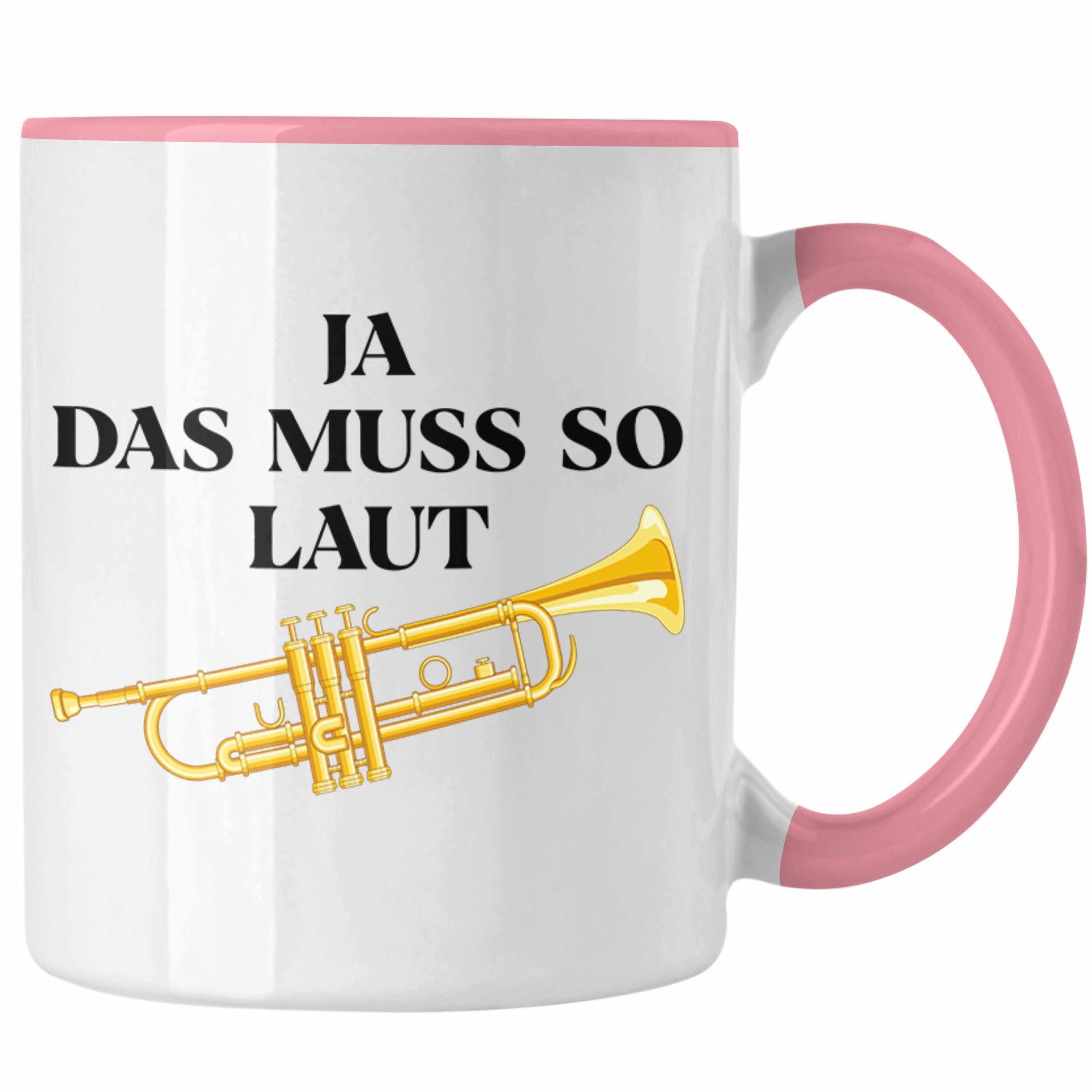 Trendation Tasse Tasse - Geschenkidee Rosa Musiker Trompete Männer Lustig Geschenk Trendation Trompeten-Spieler Tuten für