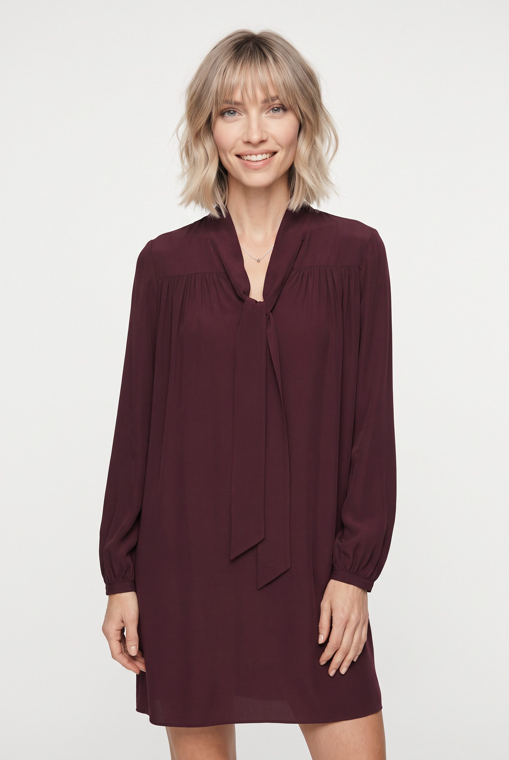 BOSS ORANGE A-Linien-Kleid Drystina Premium Damenmode Crêpe de Chine aus fließender Viskose