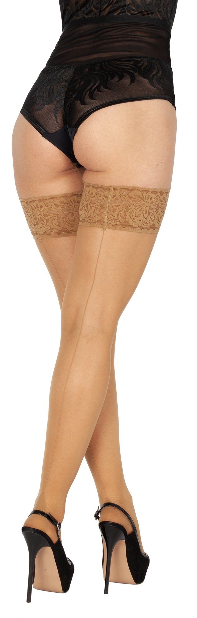 BANANALU Halterlose Strümpfe mit Naht Strümpfe Overknee Stay Up (1-Paar)