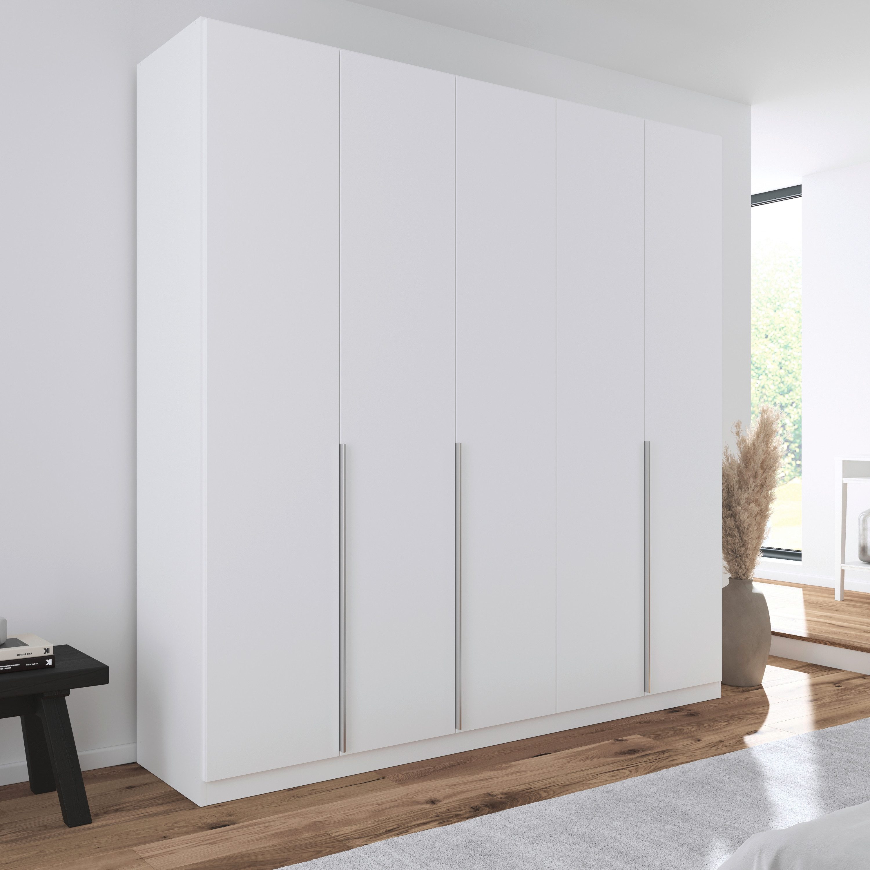 OTTO home Drehtürenschrank Kleiderschrank Schrank Garderobe AGORDO Schlafzimmer (in zwei Griff-Farben, Breiten 91-405 cm, Dekor- oder Hochglanzfront) durchdachte Innenausstattung, in 8 Breiten und 2 Höhen MADE IN GERMANY