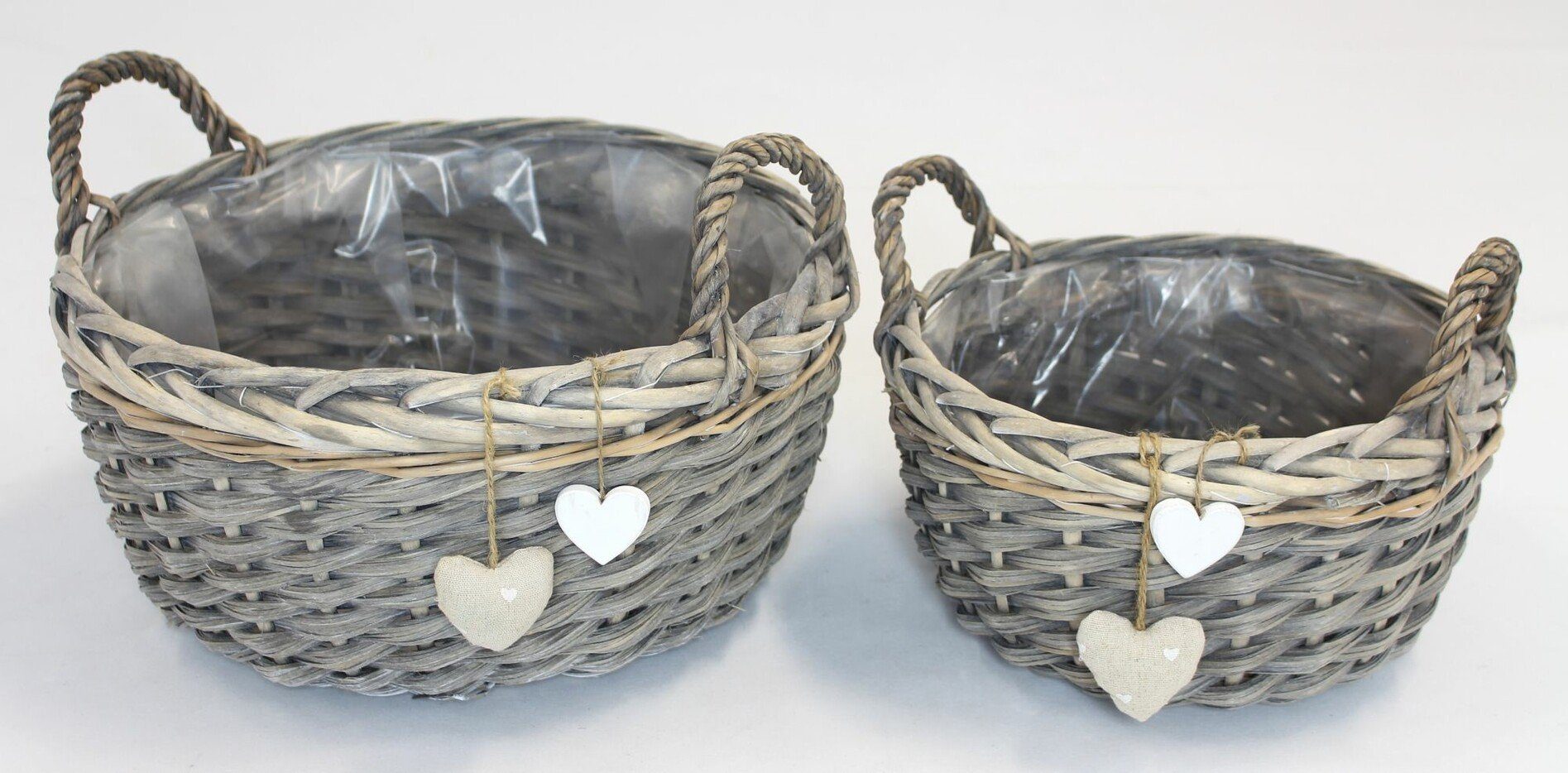 Home-trends24.de Pflanzkübel Herzen Blumenübertopf Pflanzer Korb 2er Set Weide Blumen Körbe (2 St)