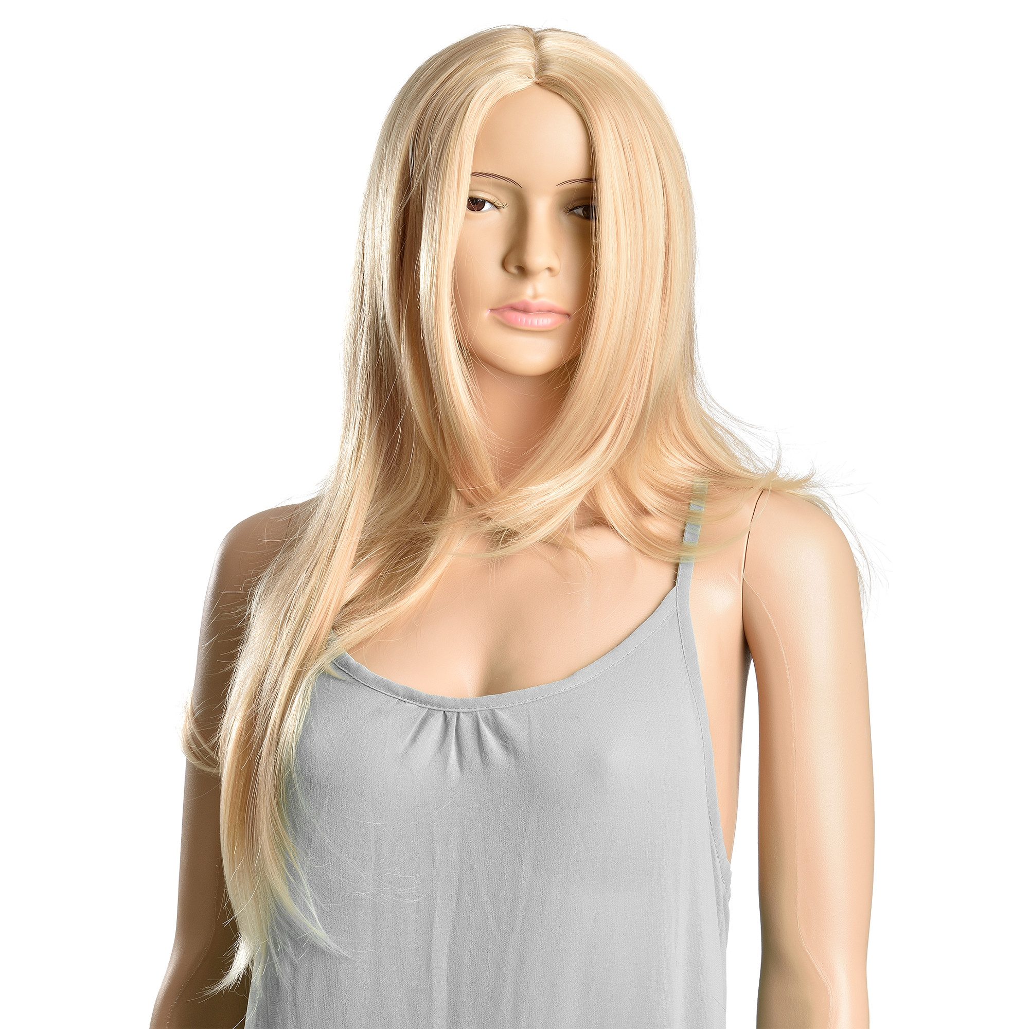 in.tec Kunsthaarperücke, Langhaarperücken Glatt 61cm Blond