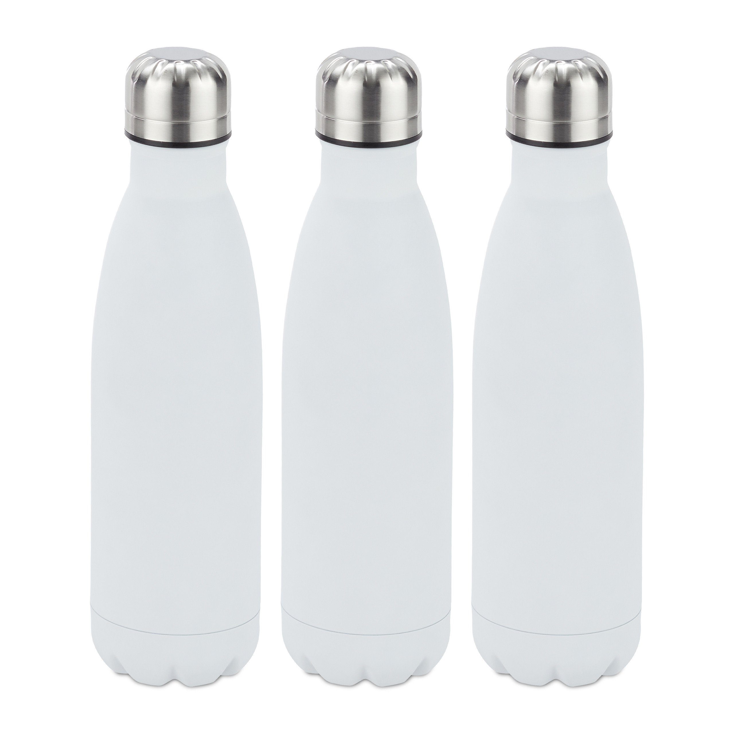 Isolierflasche 3 x Trinkflasche Edelstahl weiß
