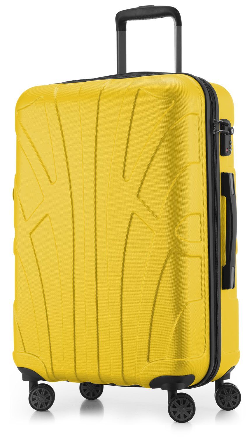 Suitline Koffer S1, 4 Rollen, Robust, Leicht, TSA, Erweiterbar, 65 cm, ca. 58 - 68 Liter Packvolumen Gelb