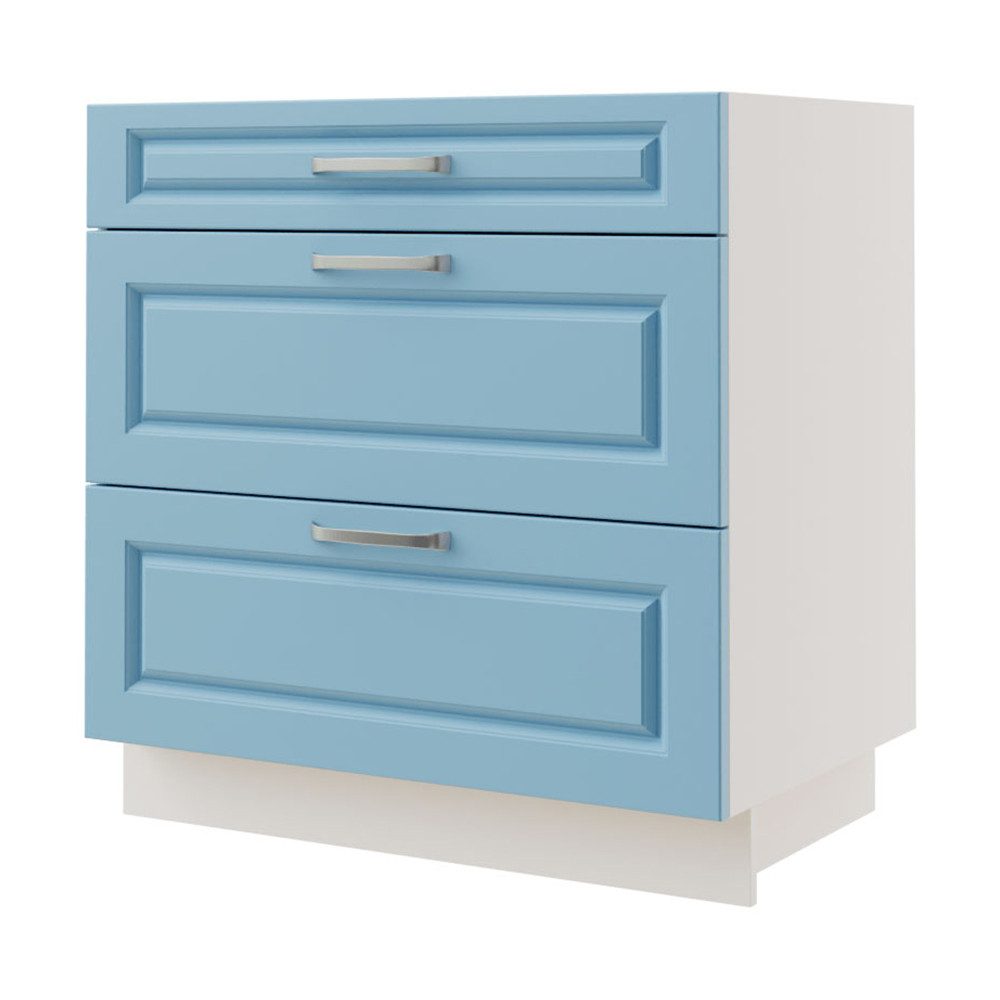 Feldmann-Wohnen Unterschrank Pescara (Pescara, 1-St) 80cm Front- und Korpusfarbe wählbar mit 3 Schubladen (Teilauszug)