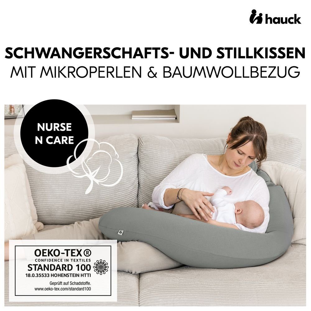 Hauck Stillkissen Nurse Schwangerschaftskissen - 190 cm Anthracite, Care N waschbar Lagerungskissen Baumwolle Länge