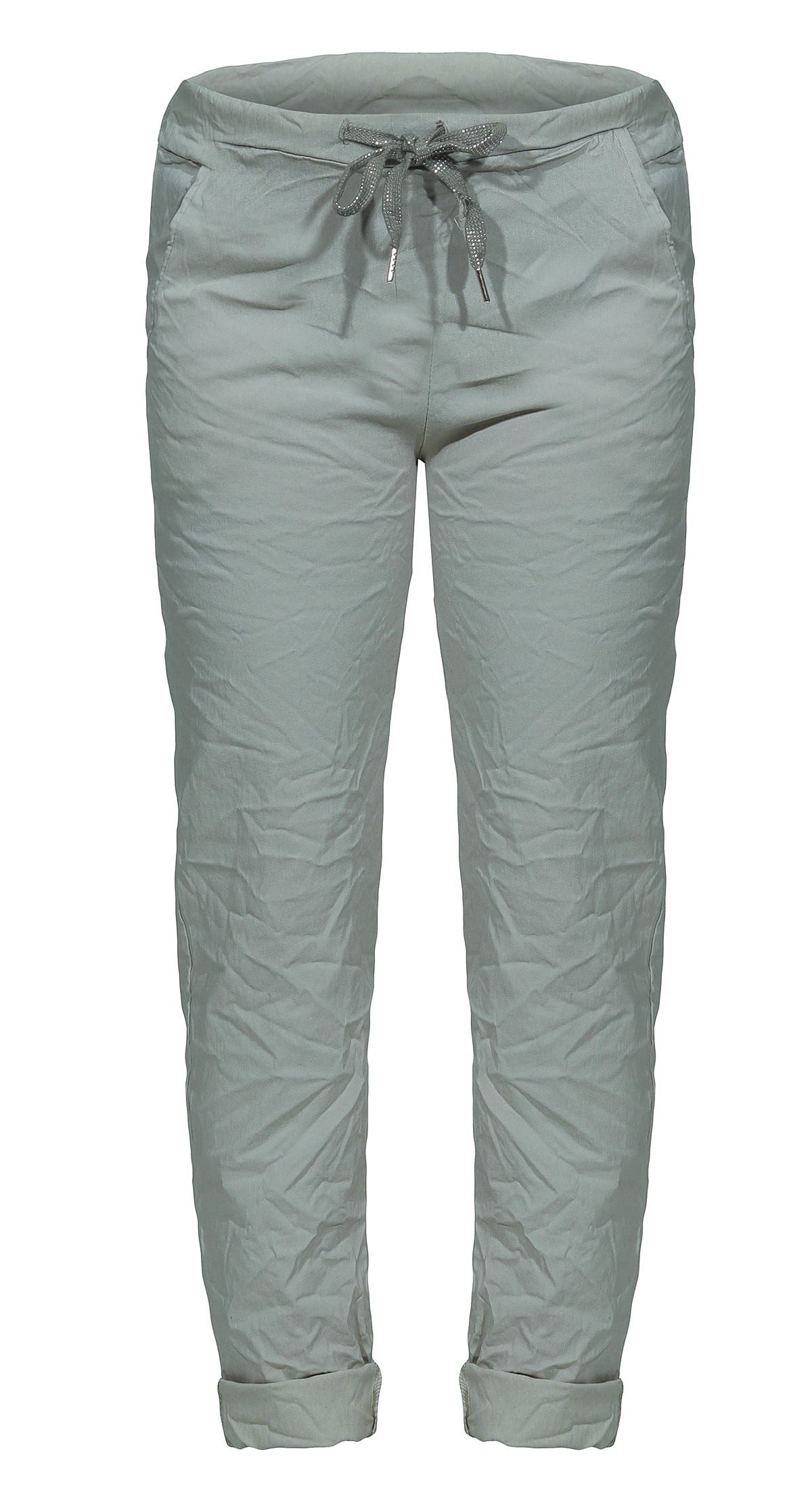 Schlupfhose Damen Freizeithose mit Stretch Schlupfhose Knitterlook Chino Pants