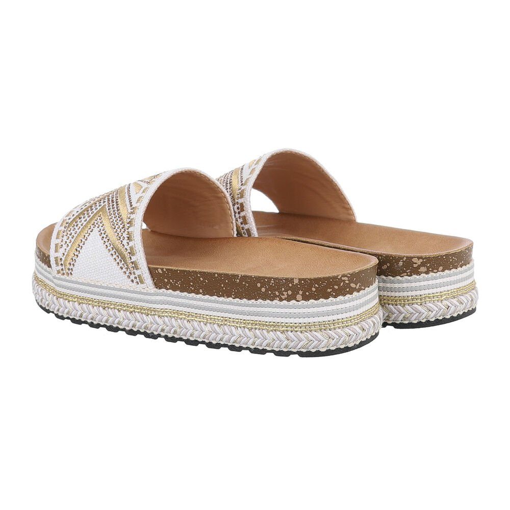 Ital-Design Bequeme Sommersandalen für stilbewusste Frauen Plateausandaletten (85698120) Flach Pantoletten in Weiß