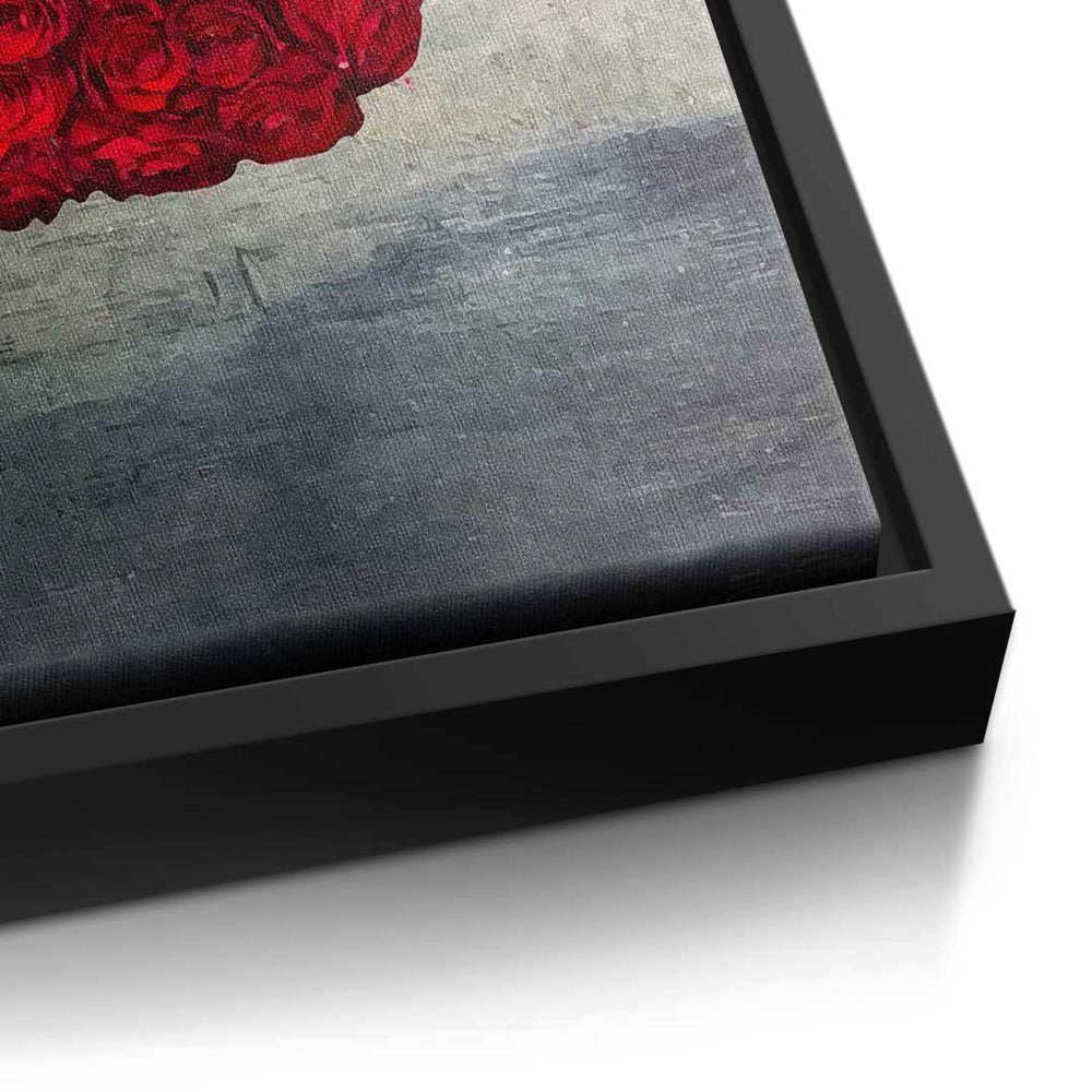 DOTCOMCANVAS® Leinwandbild, Premium Leinwandbild - Rahmen Art - - modernes Wandbild Pop Rosen silberner X Lippen