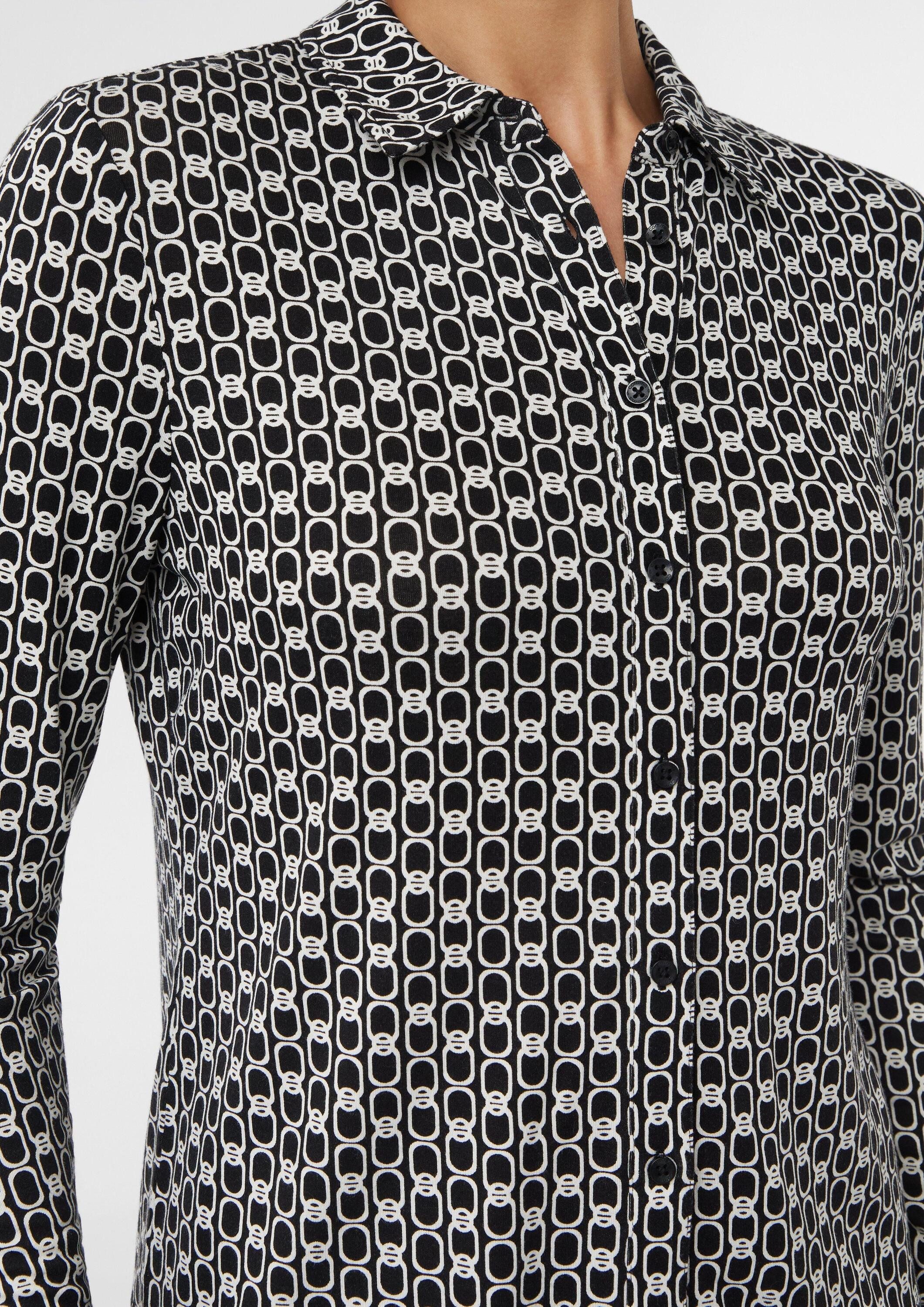 comma Langarmbluse T-Shirt Jerseybluse mit Hemdkragen aus Viskosemix
