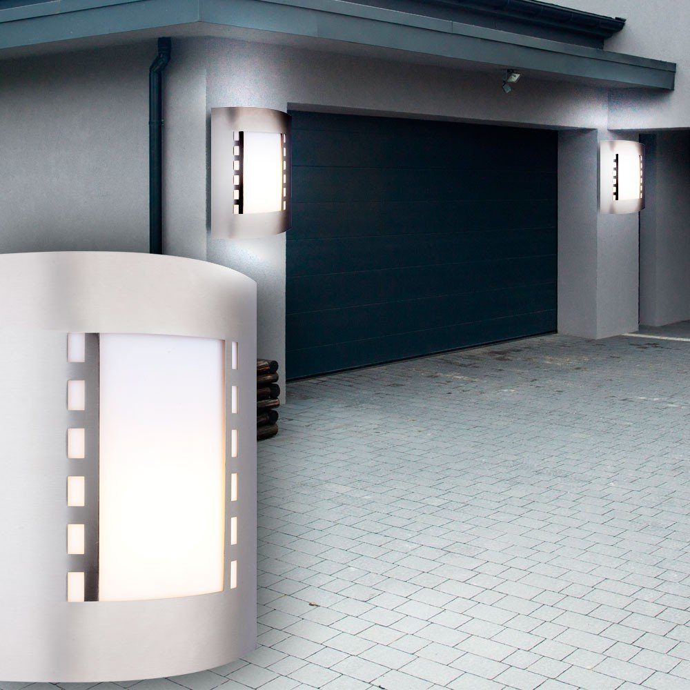 Veranda Tür Leuchtmittel Außen inklusive, Edelstahl Warmweiß, Außen-Wandleuchte, Terrasse Haus Lampe 9,5 Watt etc-shop LED