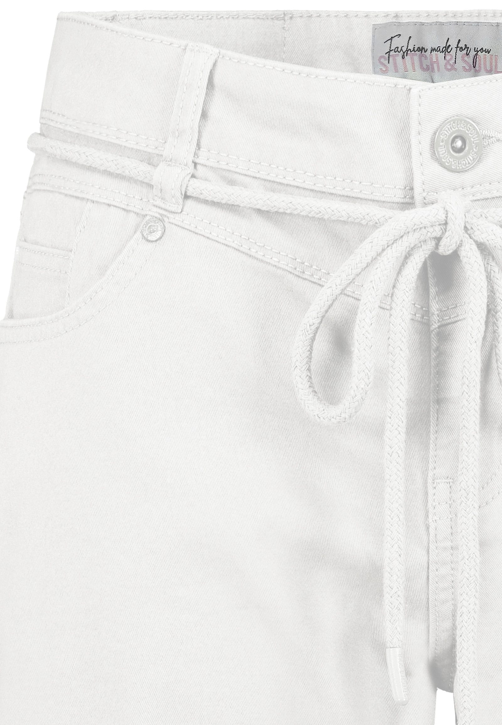 Stitch & Soul Bermudas Damen Short Bermuda kurze Hose Sommer Chino Stoff Hotpants mit Gürtel