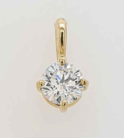 Webgoldschmied Kettenanhänger Diamant Anhänger 750/- Gold 18 Karat Gold mit Brillant 0,52 F/IF, handgefertigt