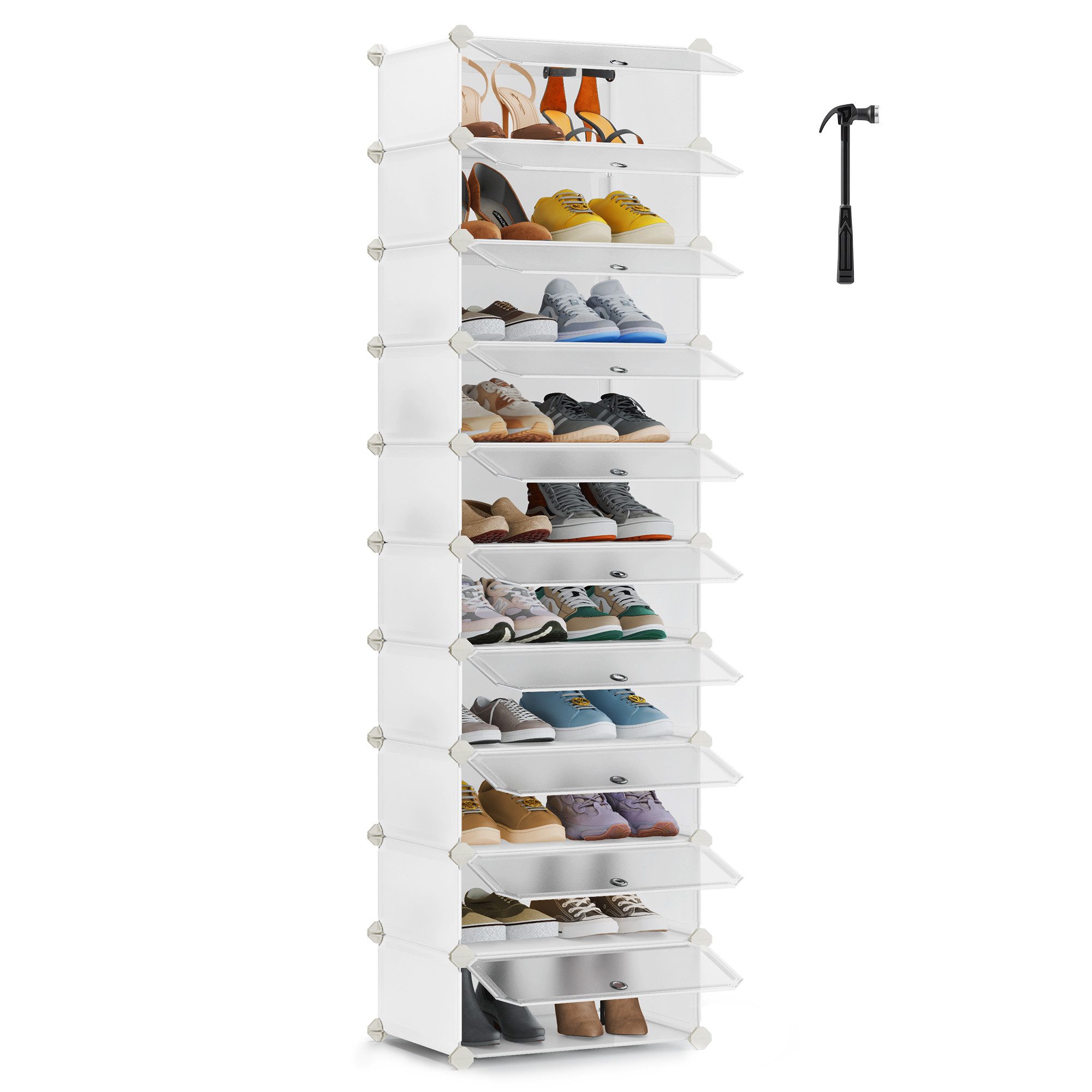 SONGMICS Schuhregal Schuhschrank, mit 10 Fächern, Fasst 20-30 Paar Schuhe