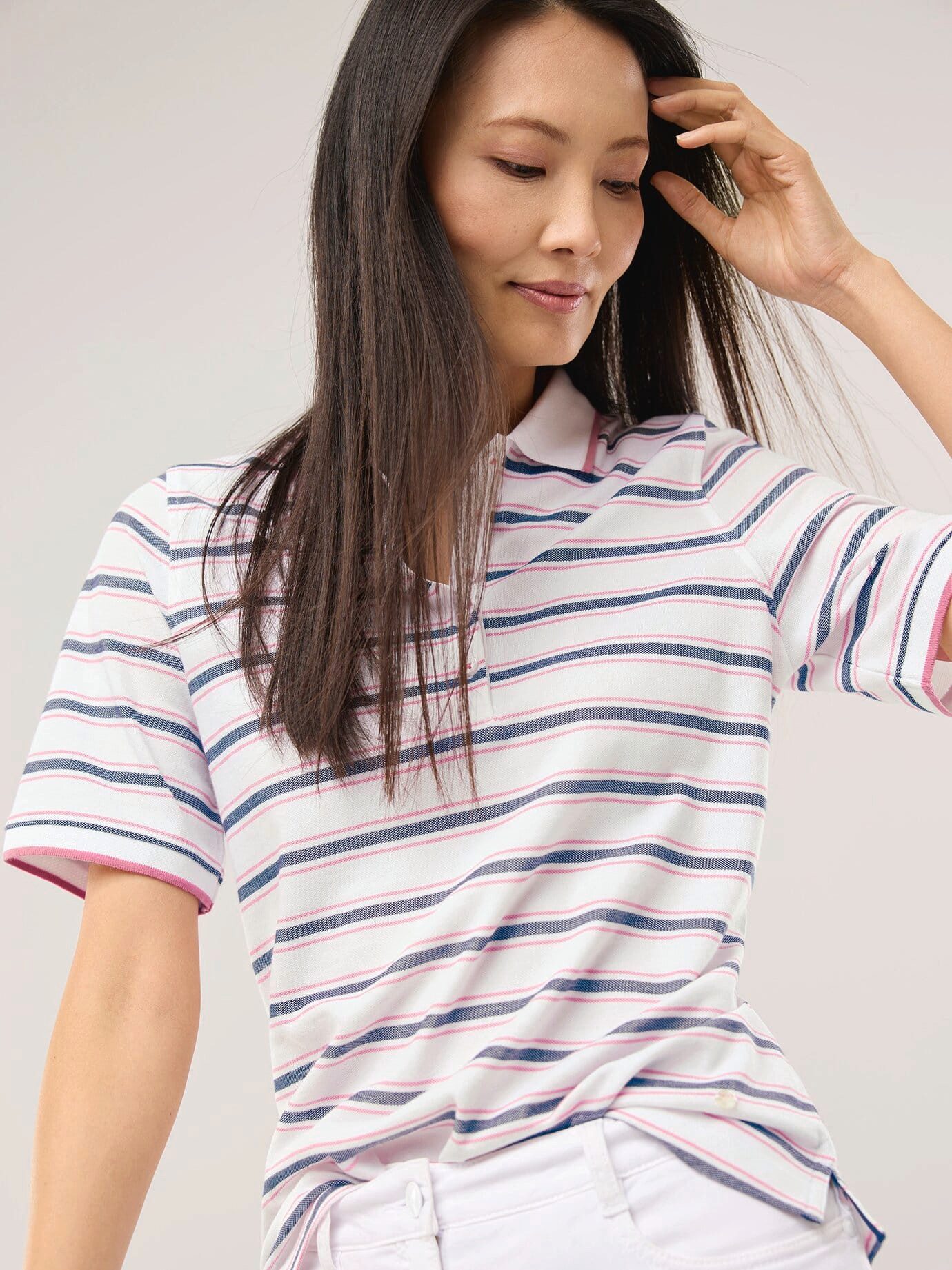 Walbusch Poloshirt Damen Polo Halbarm Bügelfrei Baumwolle Atmungsaktiv, pflegeleicht, mit Knopfleiste und Seitenschlitzen