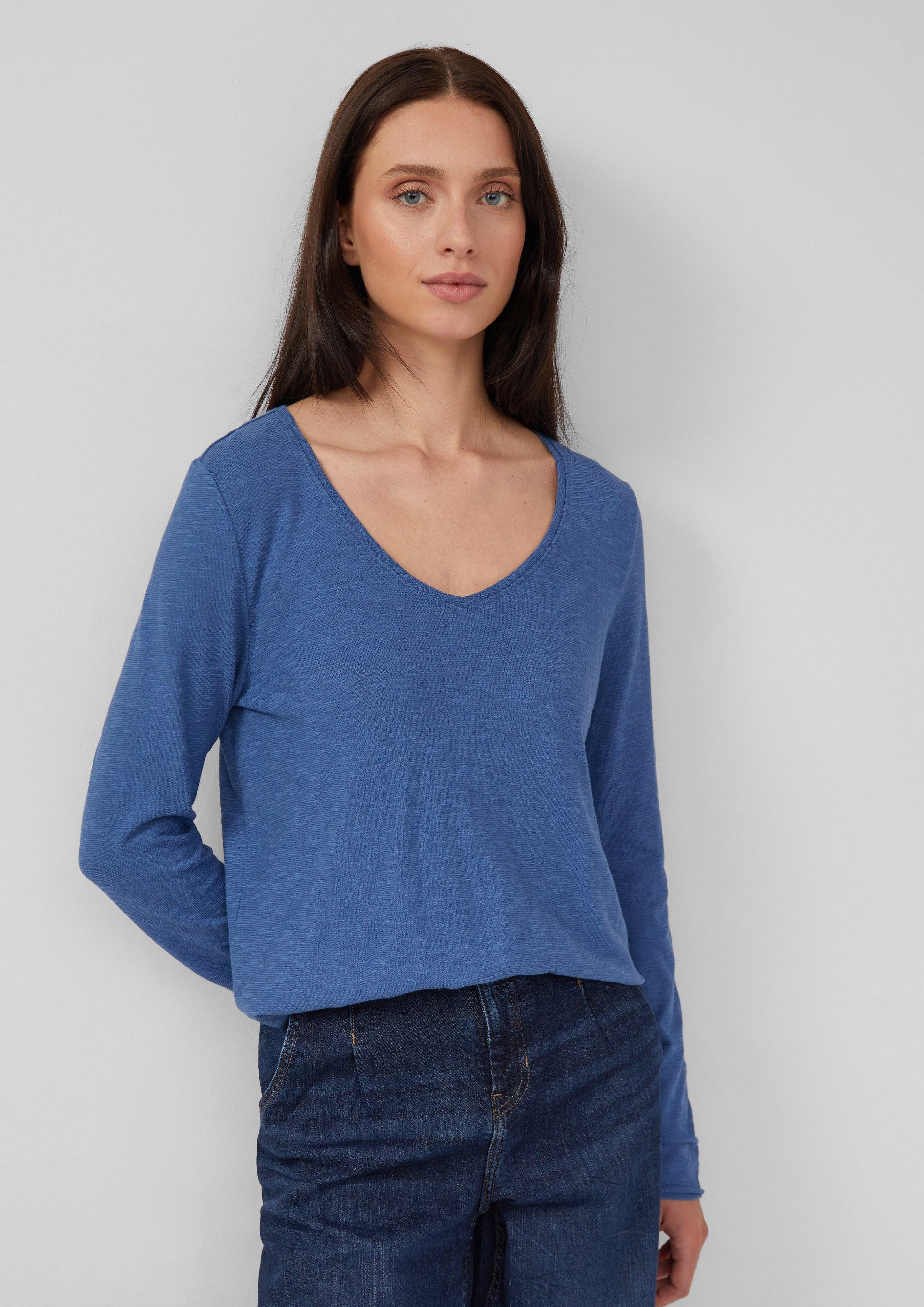 s.Oliver Langarmshirt Jersey-Shirt mit V-Ausschnitt und günstig online kaufen