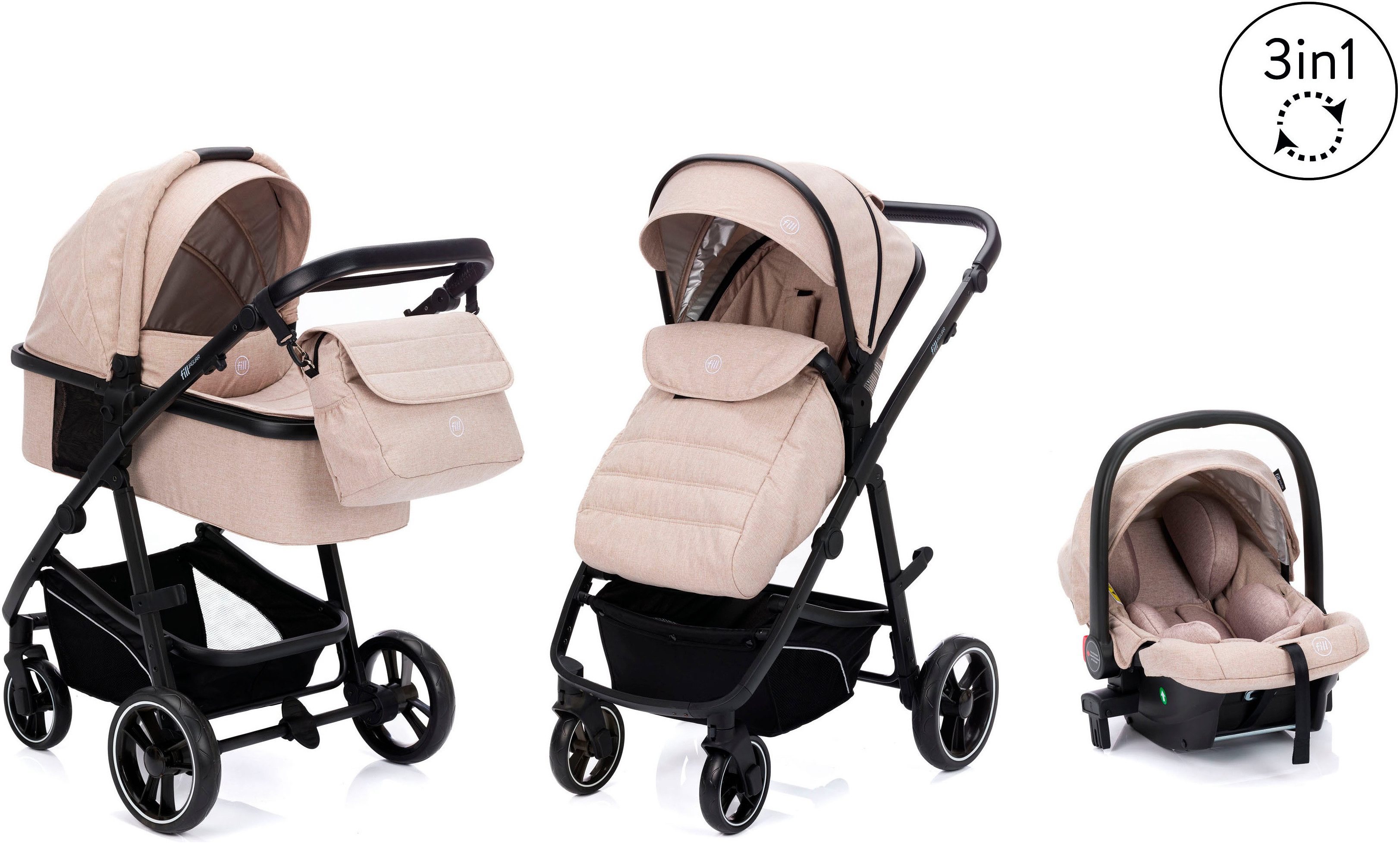 Fillikid Kombi-Kinderwagen Jaguar, (Set, 9-tlg)