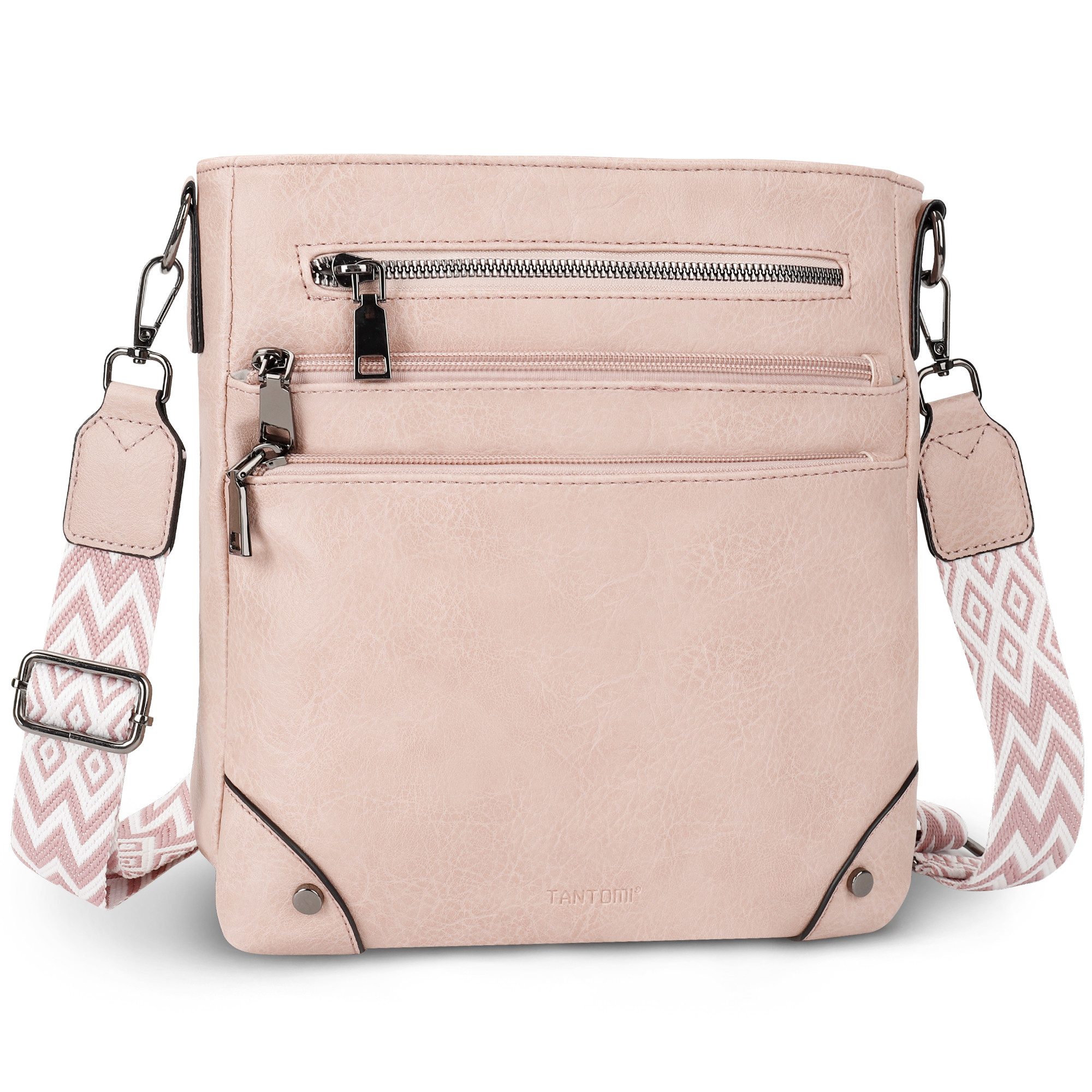 TAN.TOMI Umhängetasche Damen Mittelgroß Schultertasche Mehrere Taschen Crossbody Bag, Mit Verstellbarem Gurt für Schule Arbeit Reisen Ausflug Einkauf