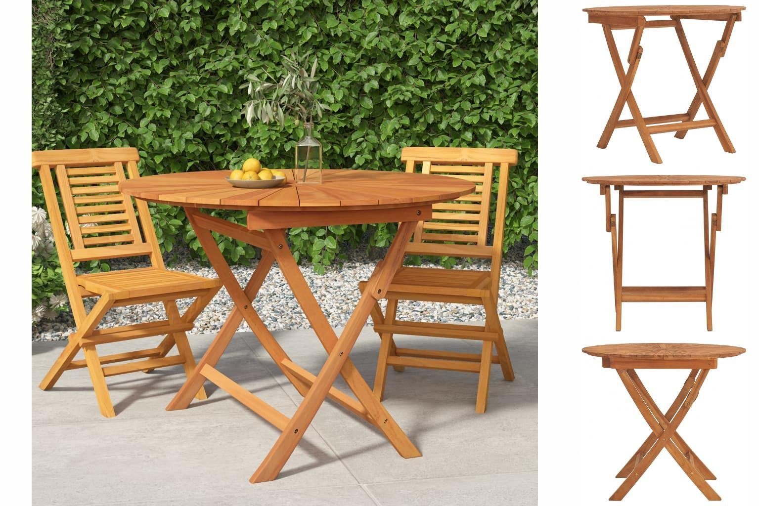 vidaXL Gartentisch Gartentisch Klappbar Ø 85x75 cm Massivholz Teak