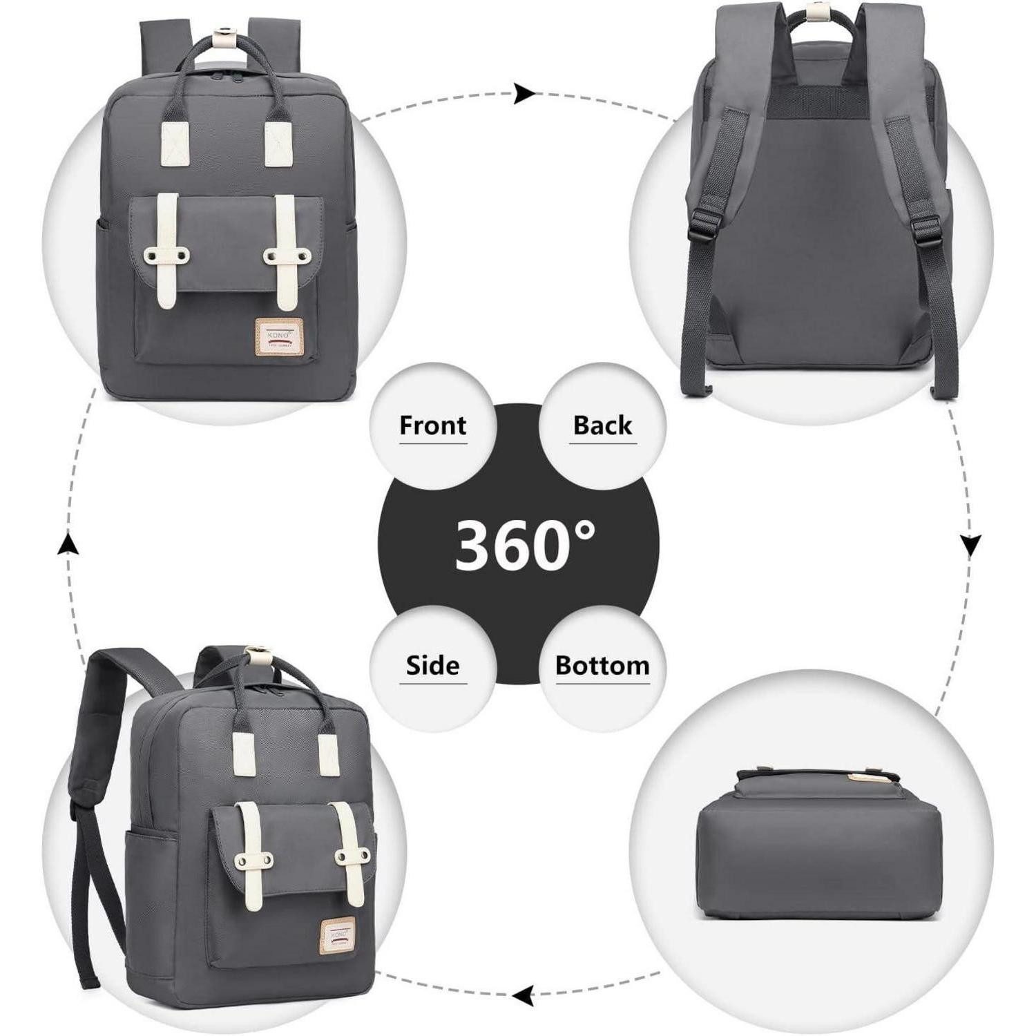 LuxusKollektion Schulrucksack Schulrucksack Unisex College Reise Business 13 Zoll Laptop Grau