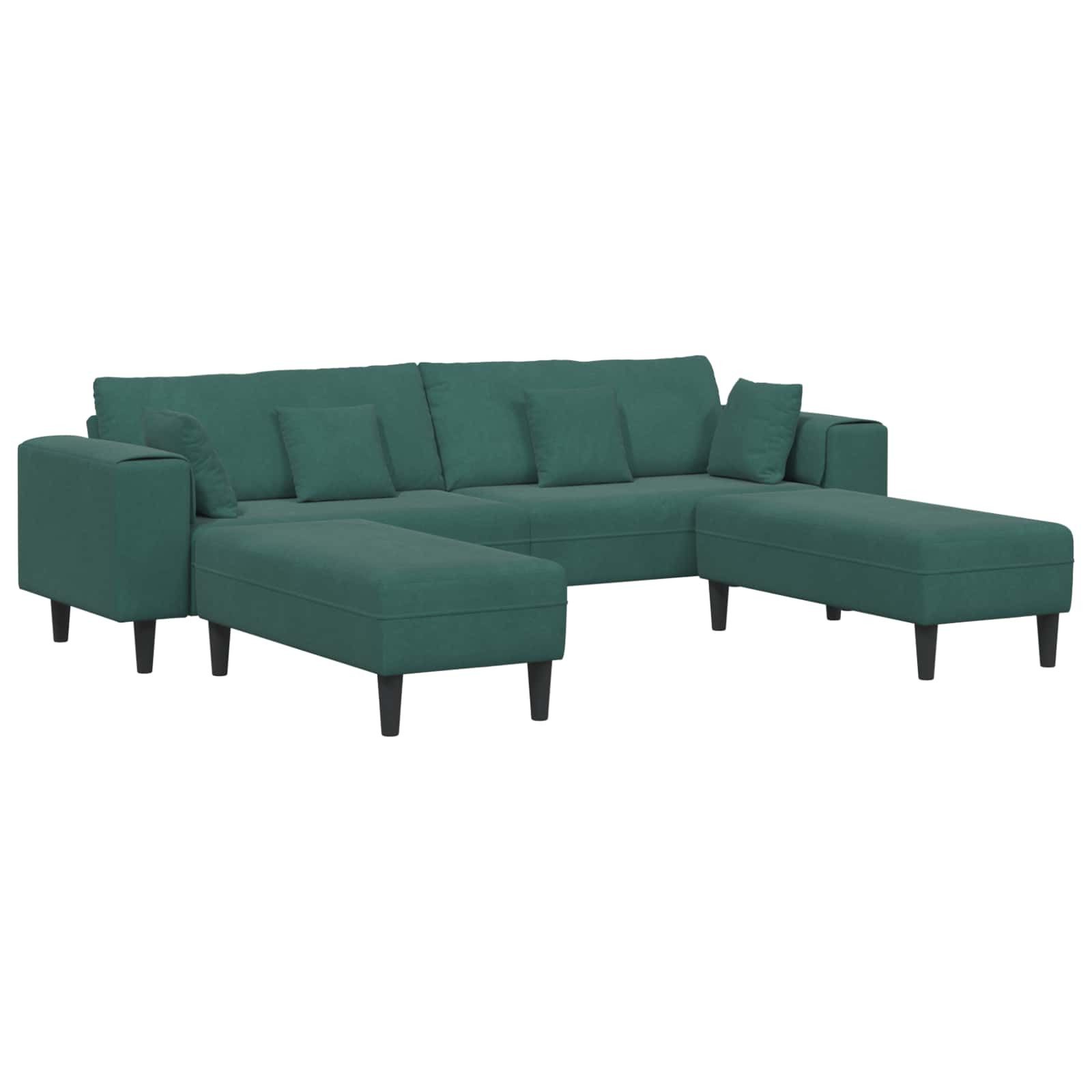 vidaXL Sofa Sofa mit Kissen 3 pcs Dunkelgrün Samt, 3 Teile günstig online kaufen