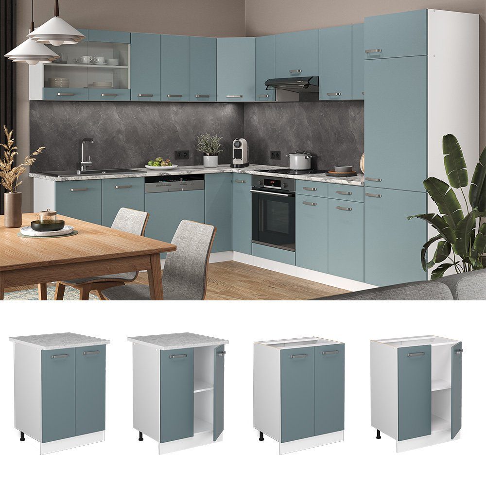 Vicco Unterschrank R-Line, Blau-Grau/Weiß, 60 cm ohne Arbeitsplatte (1-St)