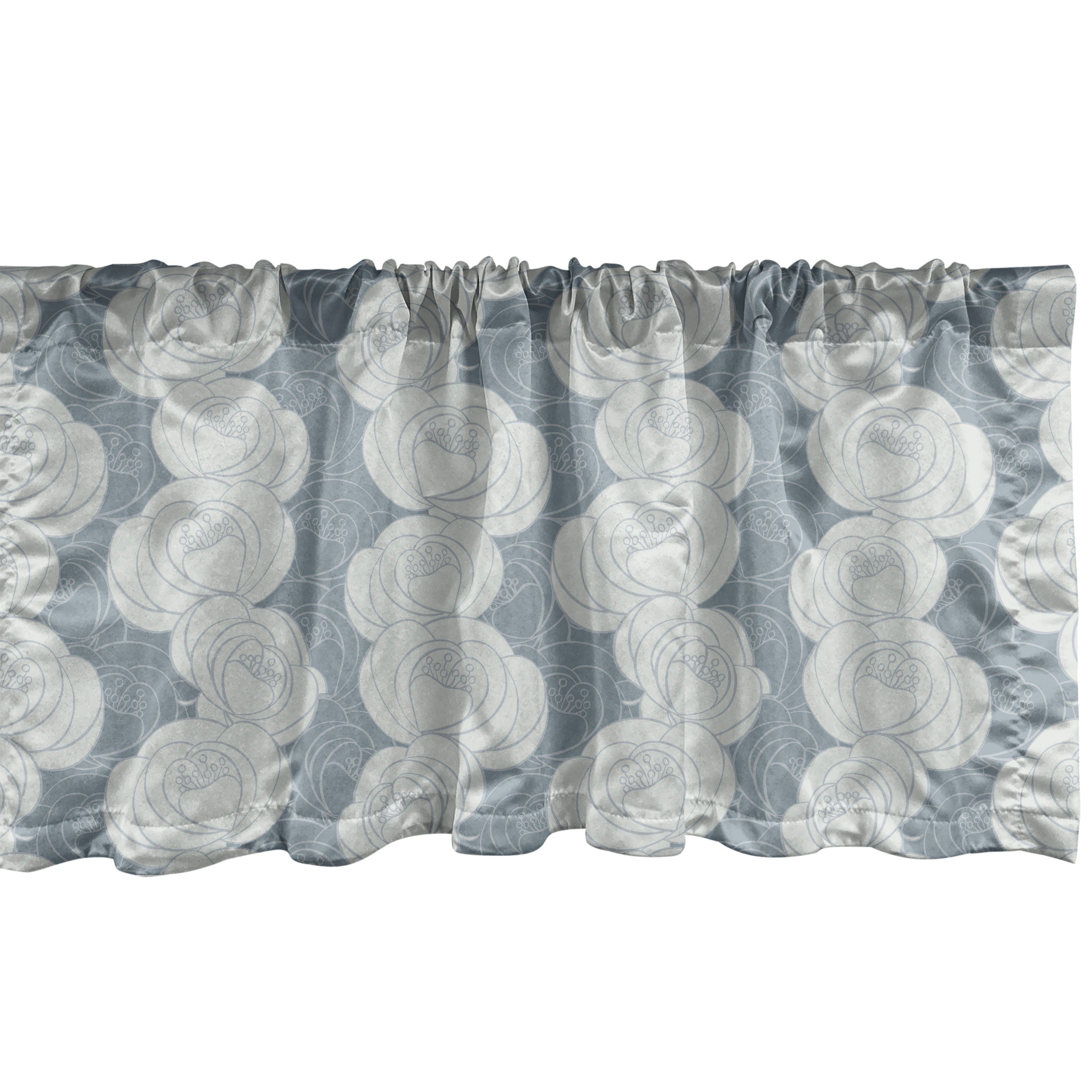 Scheibengardine Vorhang Volant für Küche Schlafzimmer Dekor mit Stangentasche, Abakuhaus, Microfaser, Blumen Hazy Tone Rose Silhouetten
