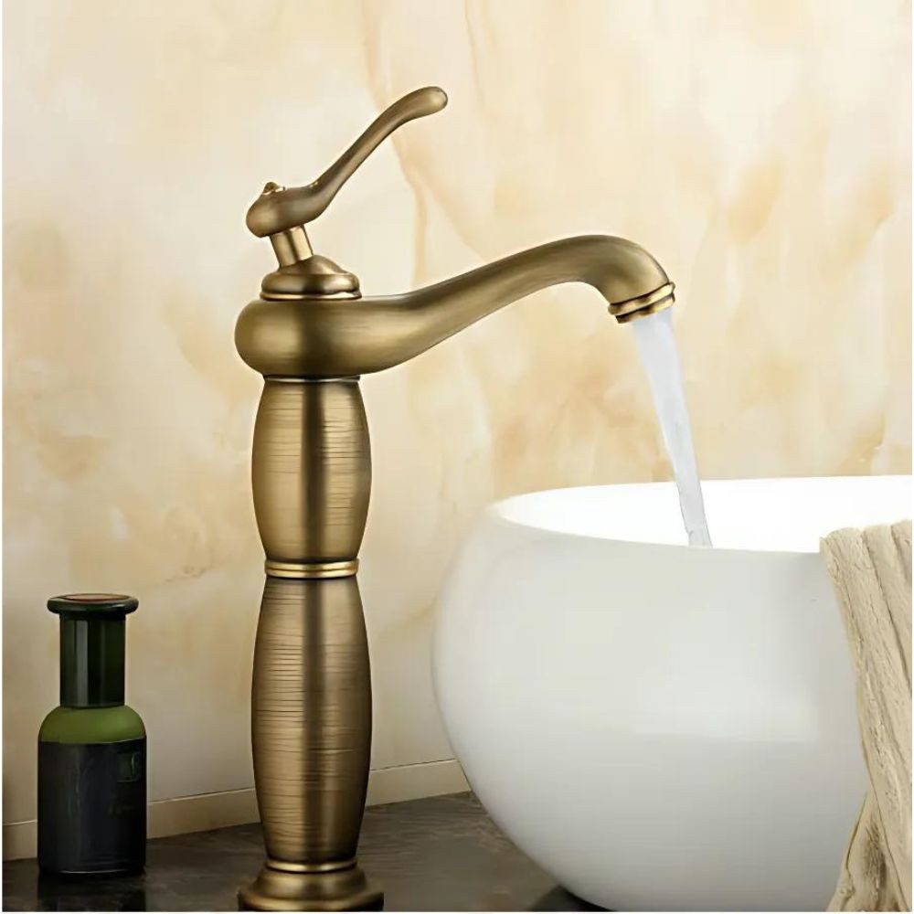 Kinaree Badarmatur Messing Retro Armatur SA PA Messing, gebürstet, Brunnenoptik