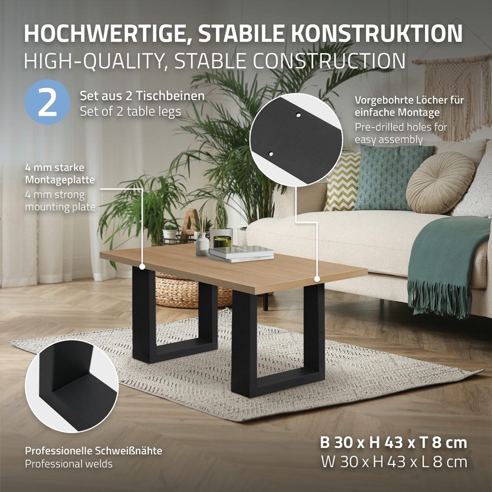 ECD Germany Tischbein 2x Tischkufen aus Vierkantprofilen aus pulverbeschich günstig online kaufen