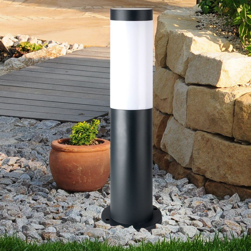 Steh etc-shop Leuchtmittel ANTHRAZIT inklusive, Warmweiß, Beleuchtung Leuchte Garten LED Edelstahl Sockel Außen-Stehlampe,