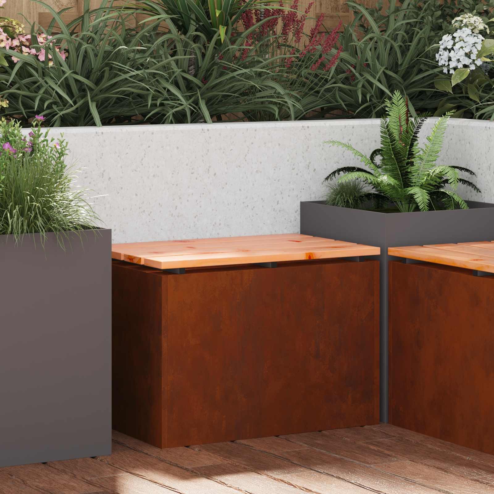 vidaXL Gartenbank Gartenbank 1 -Seater 60 x 40 x 43 cm Rostig Rechtwinklig (1-St)
