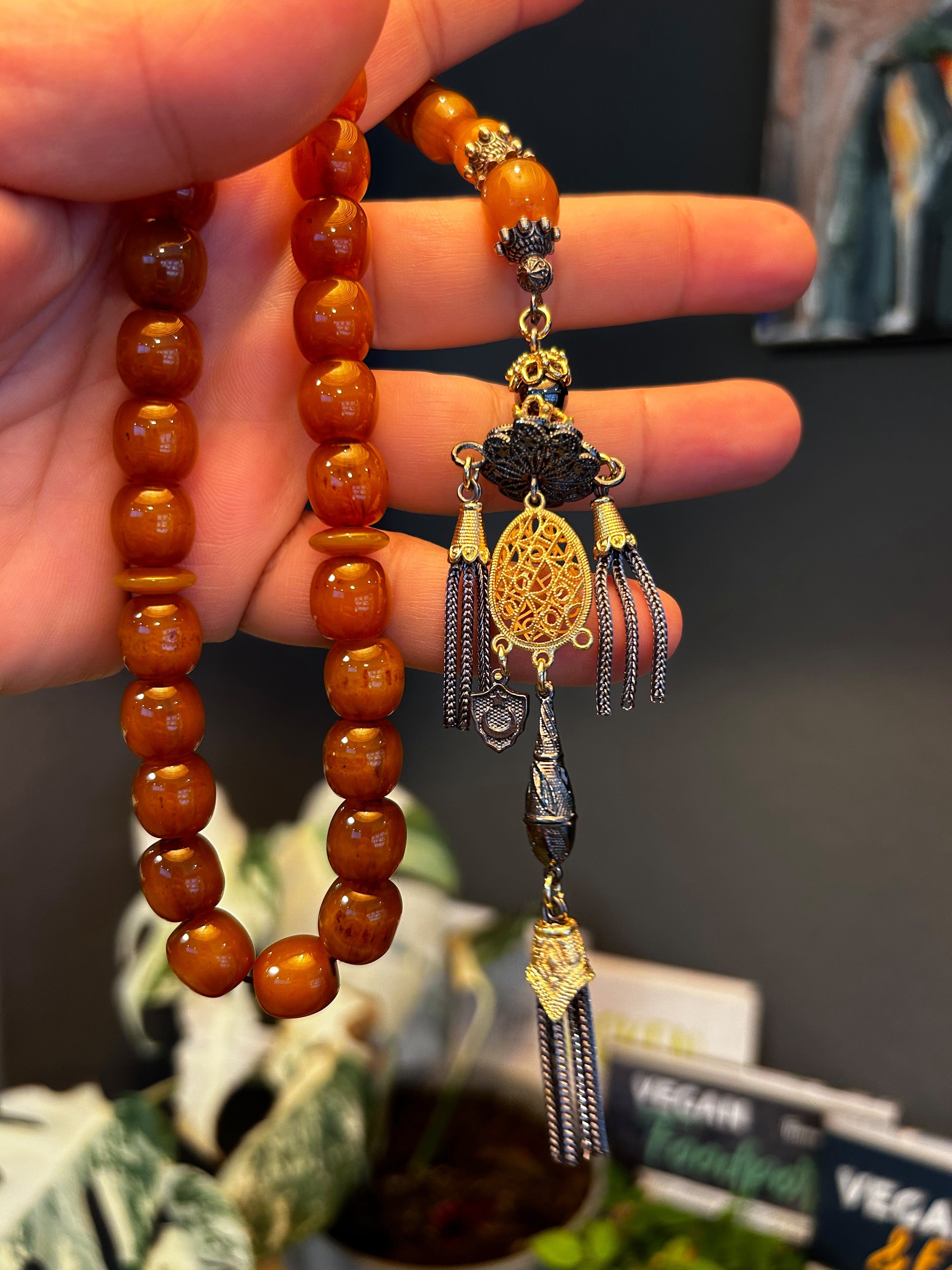 (33-tlg) Bakalite islam Kettenanhänger Tasbih Tesbih faturan TesbihBid Amber Misbaha Prayerbeads