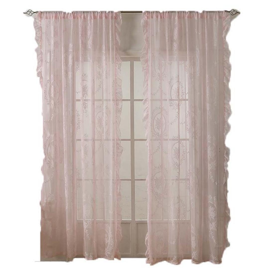 Minicloss Gardine Spitzenvorhänge, Vintage Blumenstickerei Vorhang mit Rüsc günstig online kaufen